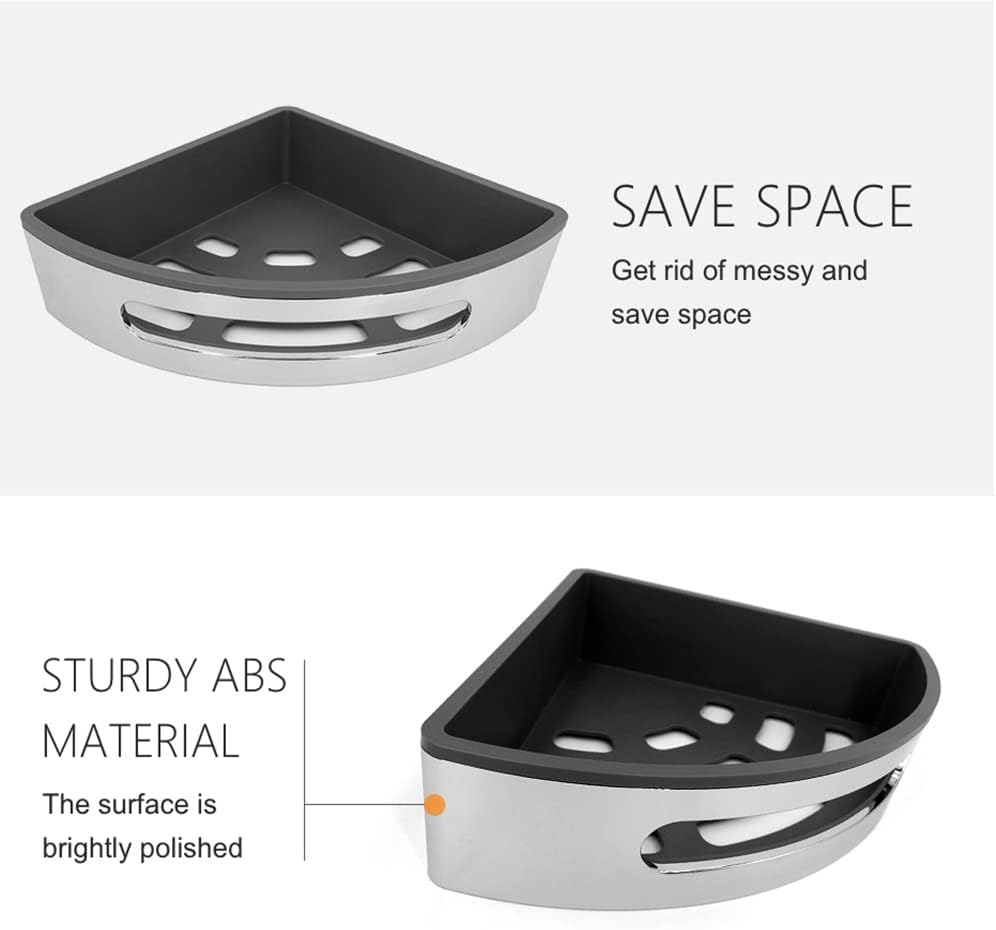 Corner Shower Caddy Wall Mount Triangle Shower Storage Basket Shelf, Bathroom Organizer Kitchen Accessories Hardware ABS Chrome Shelves Shower Organizer (Color : Single Shelf) (Double Shelf)