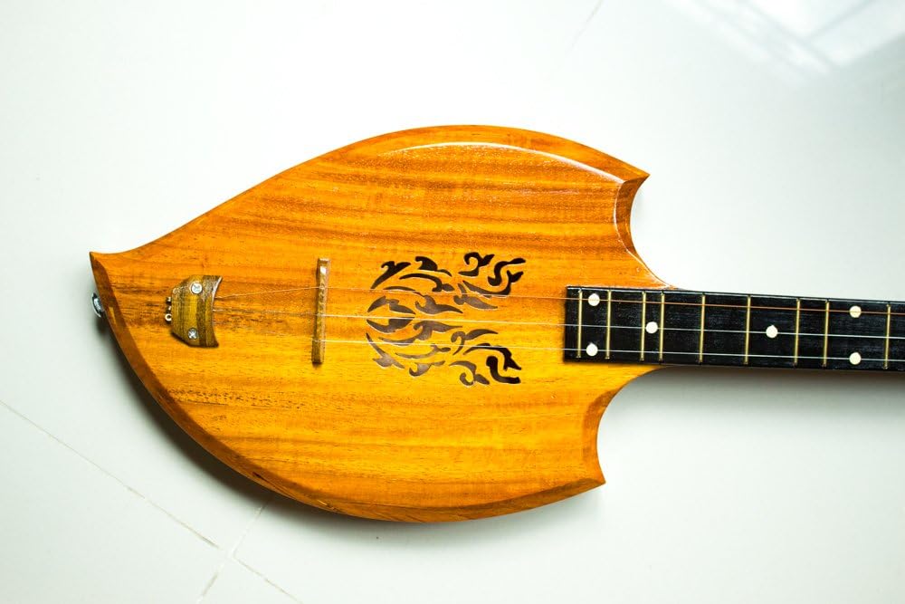 Isarn Acoustic Phin 3 Strings, Thai Lao Guitar Musical Instrument, Traditional Thai Musical Pin 29