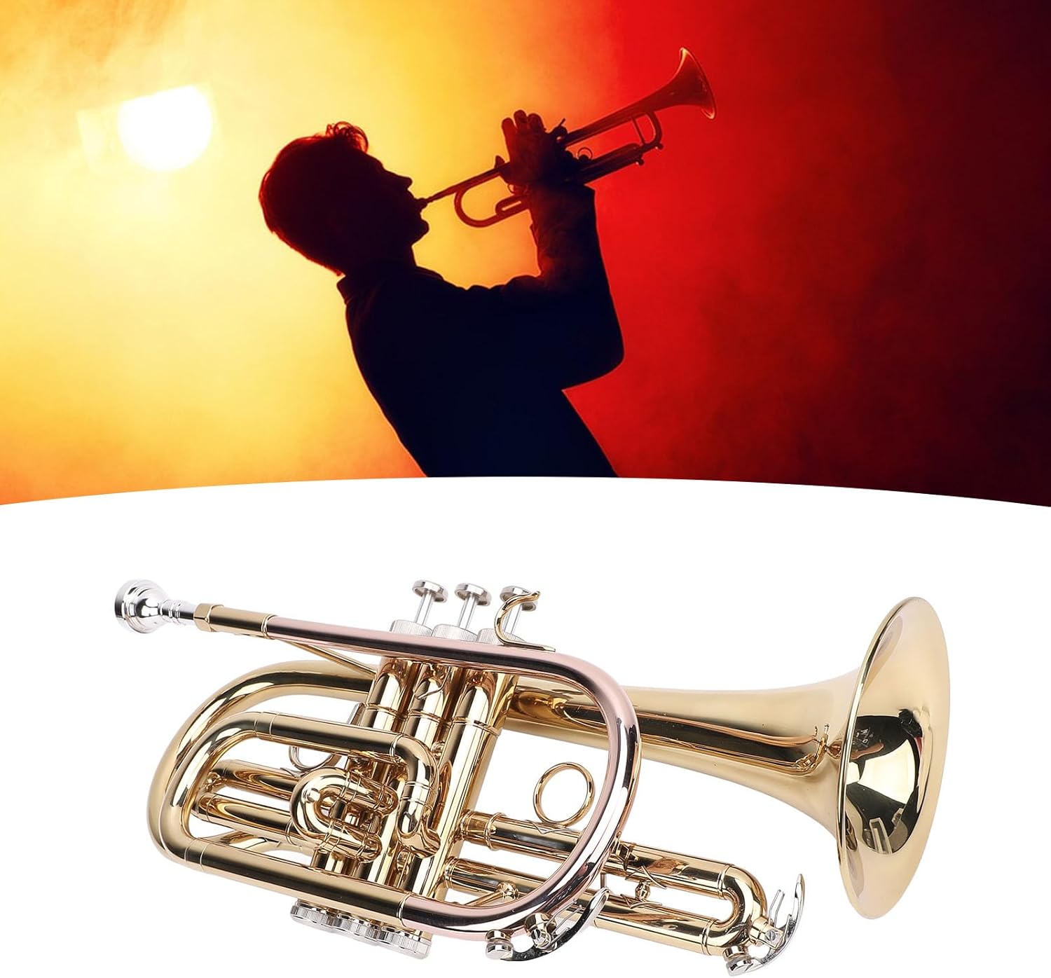 Bb Cornet Gold Lacquer Brass Wind Instrument with Case Mouthpiece for Student Beginner Ensemble