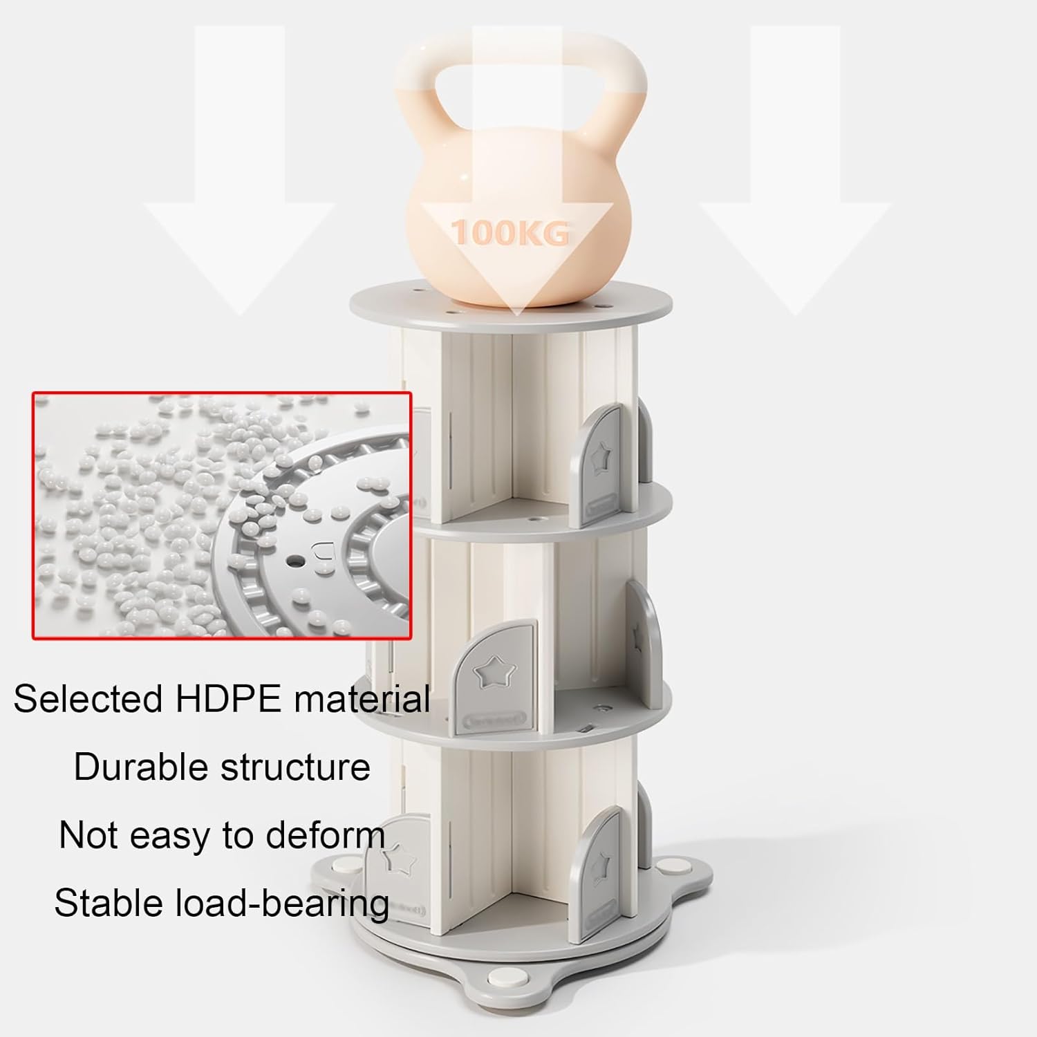 Rotating Bookshelf, Spinning Book Tower Swivel Bookcase, Multi-Layer Display Rack, Freestanding Corner Bookcase for Playroom Bedroom Living Room(Gray,164cm/64.6in)