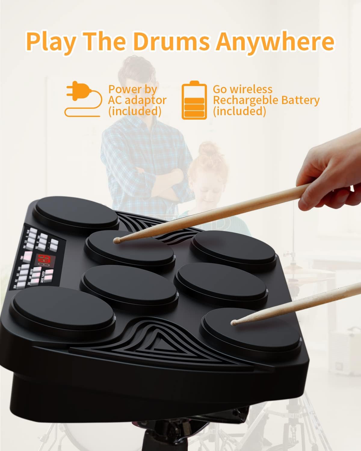 KONIX Digital Wind Instrument Bundle 7 Pad Portable Digital Drum Pad