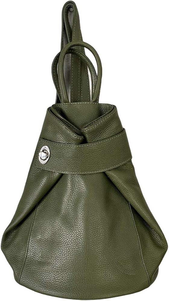 Stella Convertible Leather Backpack Purse for Women – Anti-Theft Italian Tote Bag for Travel, Work & Casual (Green)