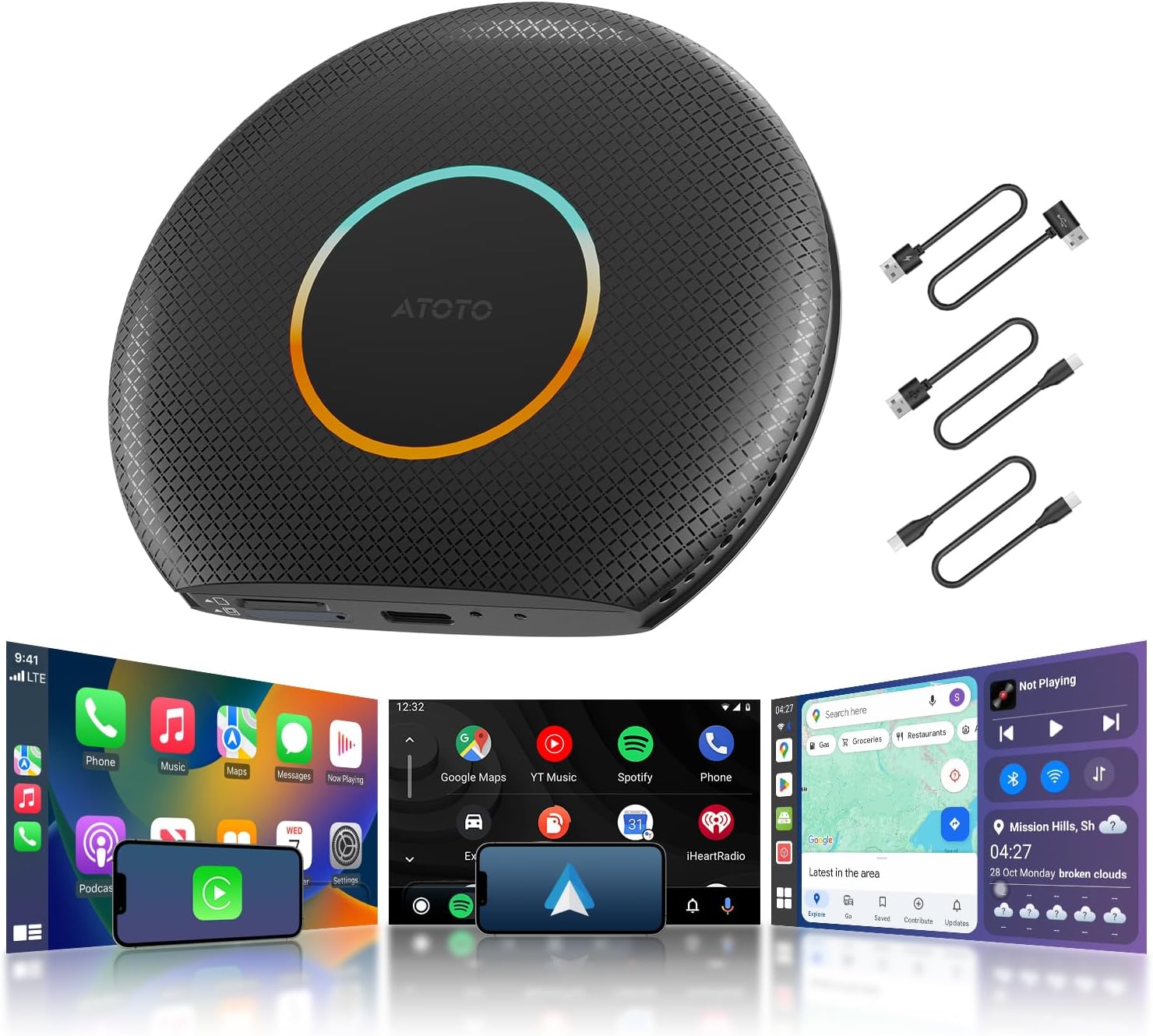 CB6 Car Video Box, 2025 Plug & Play AI Box CarPlay, Wireless CarPlay Adapter/Android Auto with Advanced AI, GPS, Compatible Massive APP, Android 13, 2 BT, 4G LTE, 4G+64G, for OEM Wired CarPlay