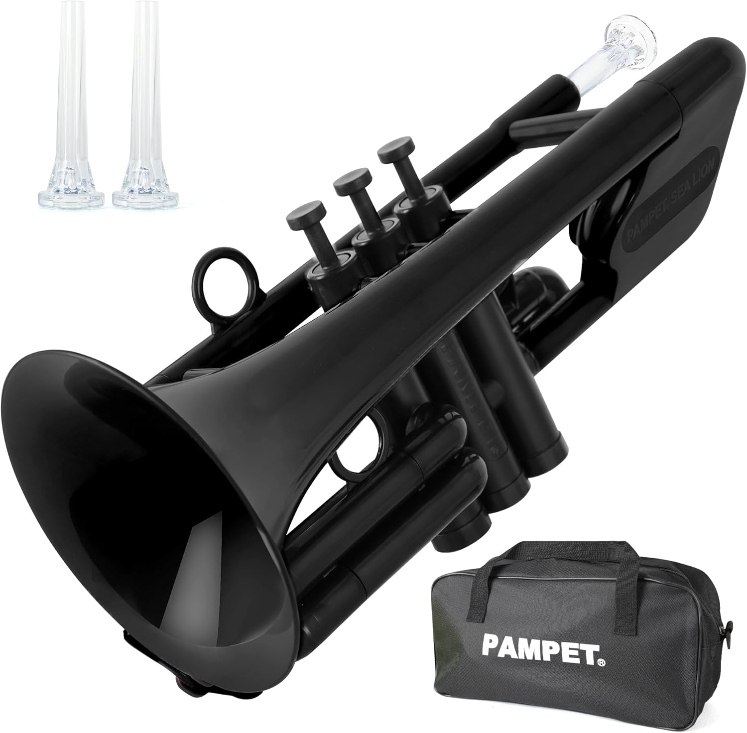 SEA LION Professional Plastic C Trumpet Standard Trumpets Trumpet Set for Student Beginner C Trumpet Instrument Black