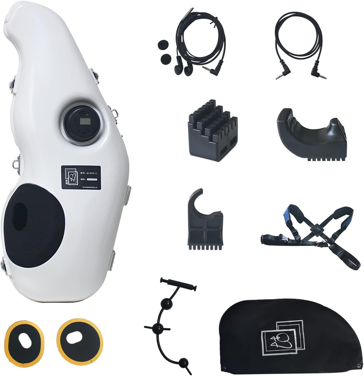 Alto Saxophone Muffler & Noise Eliminator - Multifunctional Electronic Pickup Mute for Beginners, Practice Anywhere Without Disturbing Others (white)