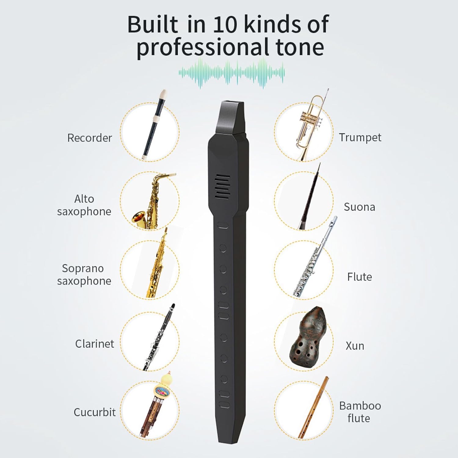 10 Tones Digital Saxophone,Portable MIDI Connection Electronic Wind Instrument with USB Charging Cable