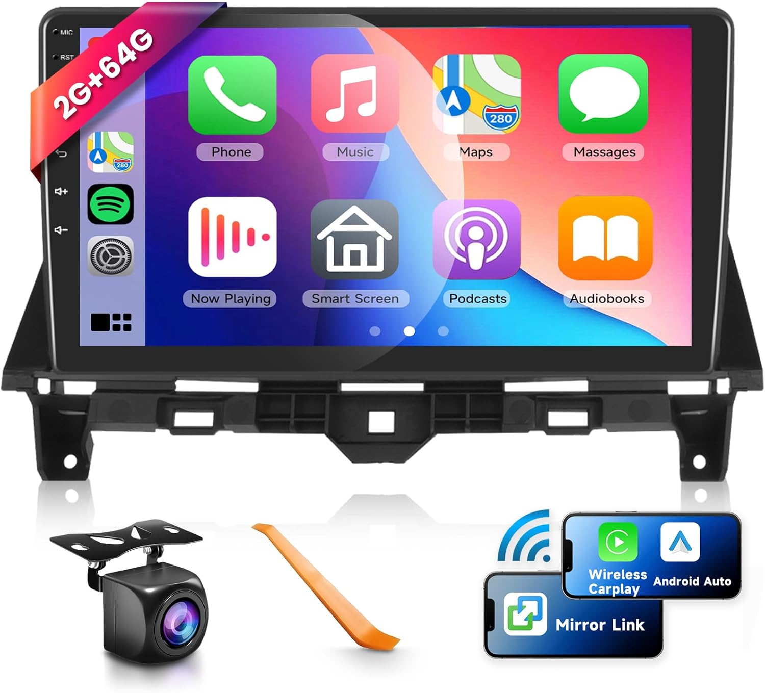 2G+64G Car Radio Stereo for Honda Accord 8th 2008-2013 with Wireless CarPlay/Android Auto, 10.1 Inch HD Touch Screen Android 13 Head Unit GPS WiFi Bluetooth FM/RDS EQ HD Backup Camera