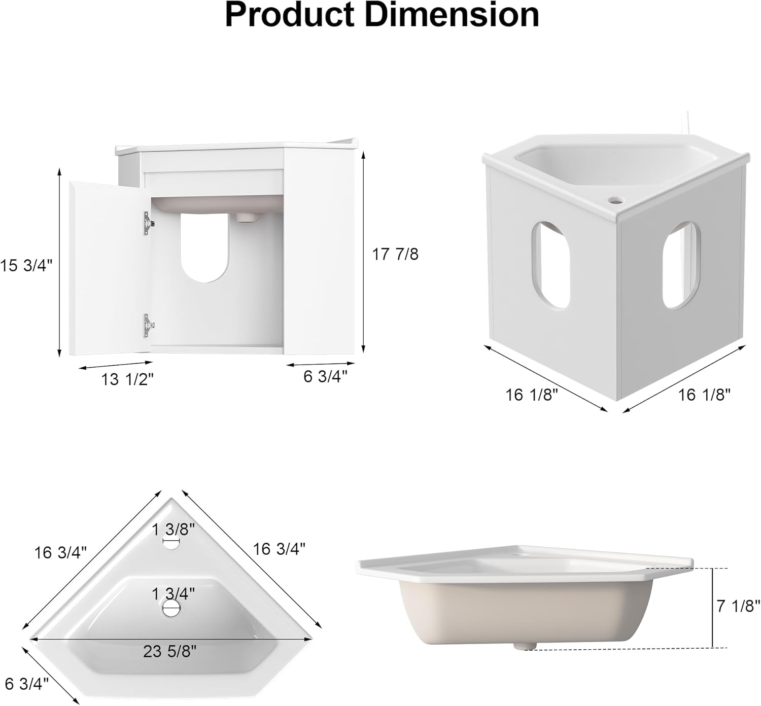 Corner Bathroom Vanity Sink Cabinet 24