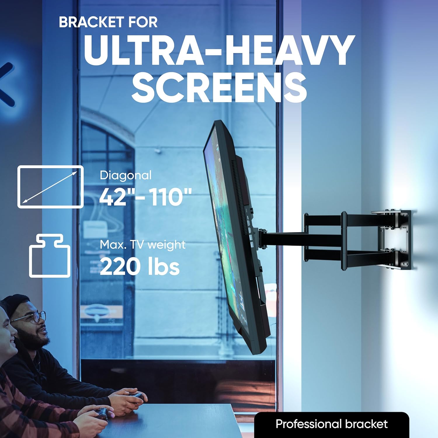 ONKRON Full Motion TV Wall Mount for 42-110 Inch TVs up to 220 lbs, Heavy Duty TV Mount with Swivel Tilt Rotation, Long Reach Extension Arm, max VESA 800x600, Television Bracket, 8