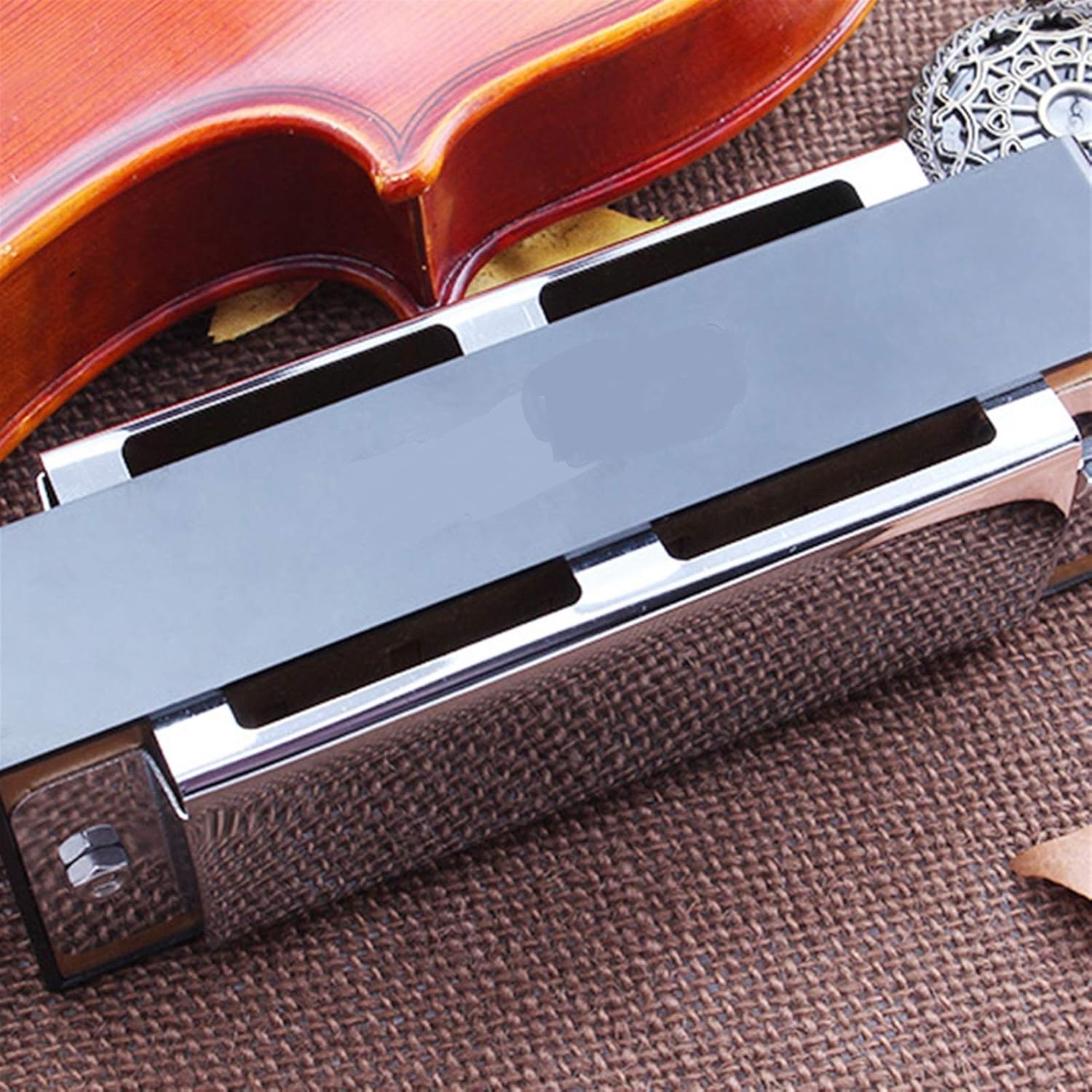 Folk Instruments Bass Harmonica Pocket Ensemble Orchestral Harmonica 12 Holes Harp Mouth Organ Musical Instruments for Beginners (Color : Silver)