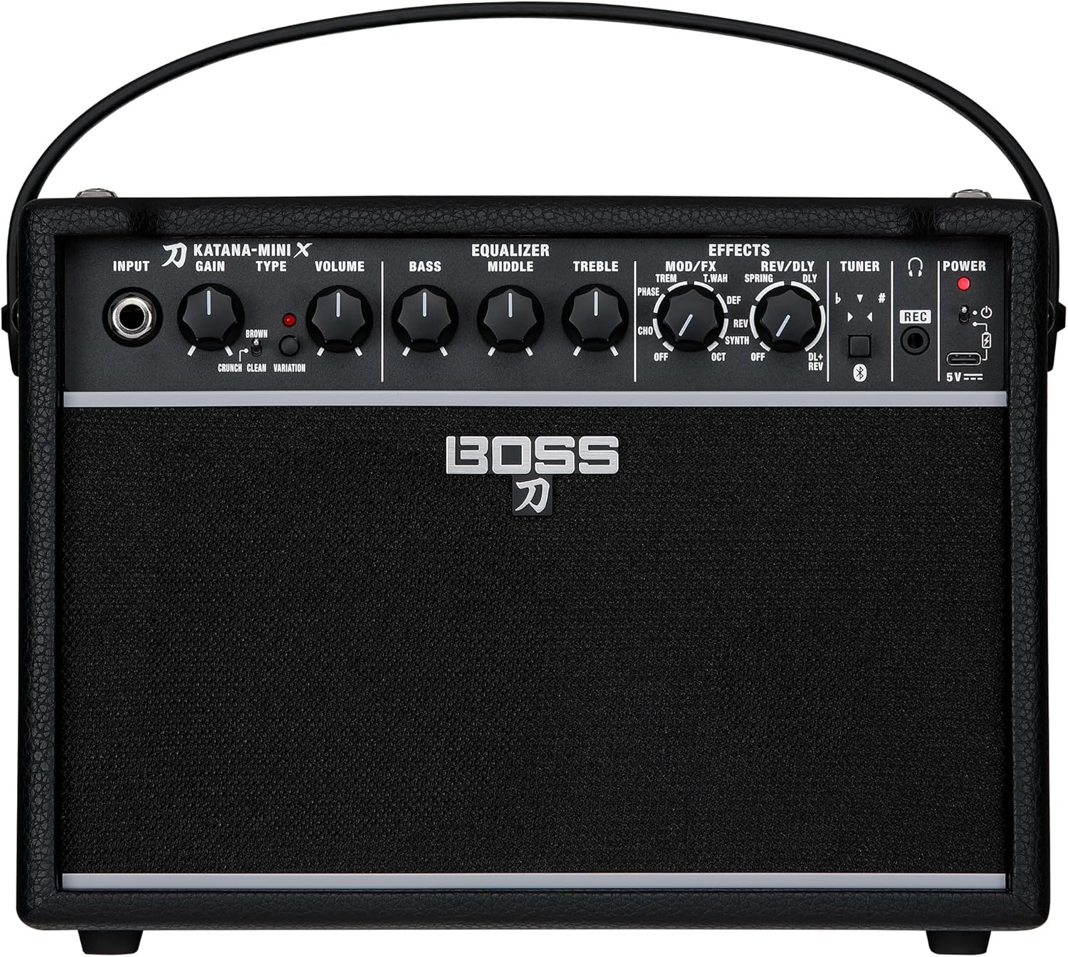 BOSS Katana-Mini X | Powerful 10-Watt Mini Amplifier for Electric, Acoustic & Bass | Tube Logic Design | Custom 5” Speaker | Versatile Sounds & Dual Effects | Bluetooth | Built-in Rechargeable Battery