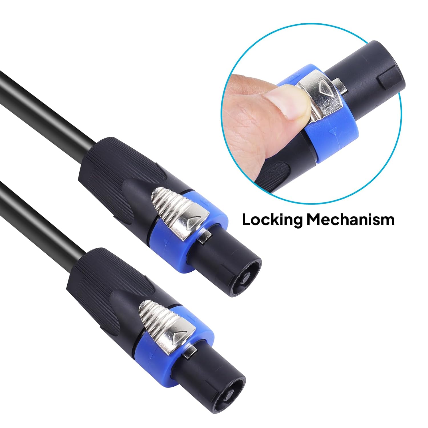 25 Feet Pack of 2 Heavy Duty 4 Pole SpeakOn Cables, 12 Gauge for PA DJ Studio, Stage Extension Wire with Twist Lock (4 Conductors, 25Ft.)