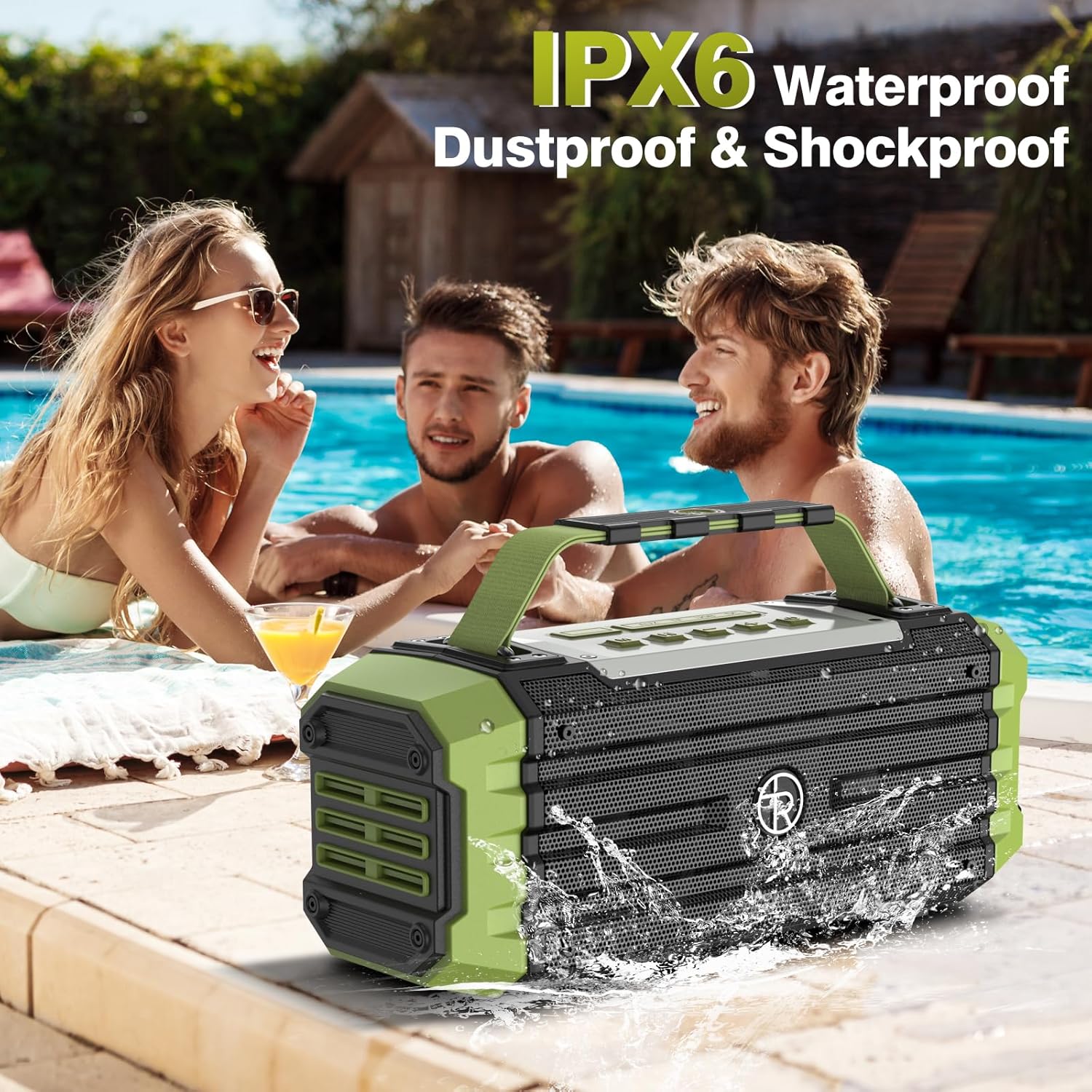 Portable Bluetooth Speaker 120W Peak 80W Wireless Speakers, TWS Pairing, Deep Bass, Hi-Fi Loud Speaker, IPX6 Waterproof, DSP Sound Boombox for Outdoor, Camping, Party, Beach