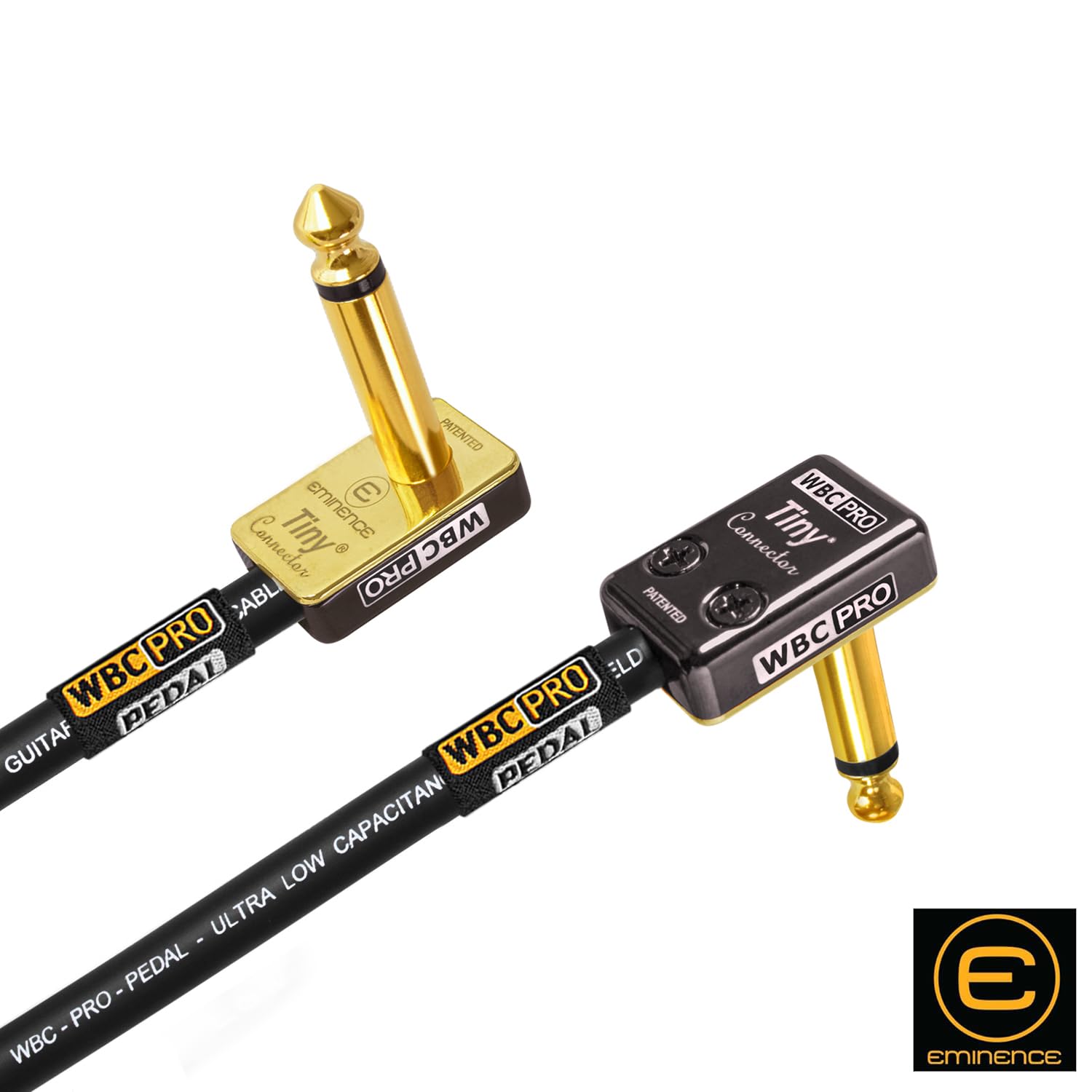 6 Units - 10 Foot - WBC-PRO-Pedal – 22 AWG - Low-Cap (18pF/ft) – Pro-Grade – Graphite-Based - Dual-Shielded Pedal, Effects, Patch, Instrument Cable with Eminence Tiny Gold Plated Angled TS Connectors