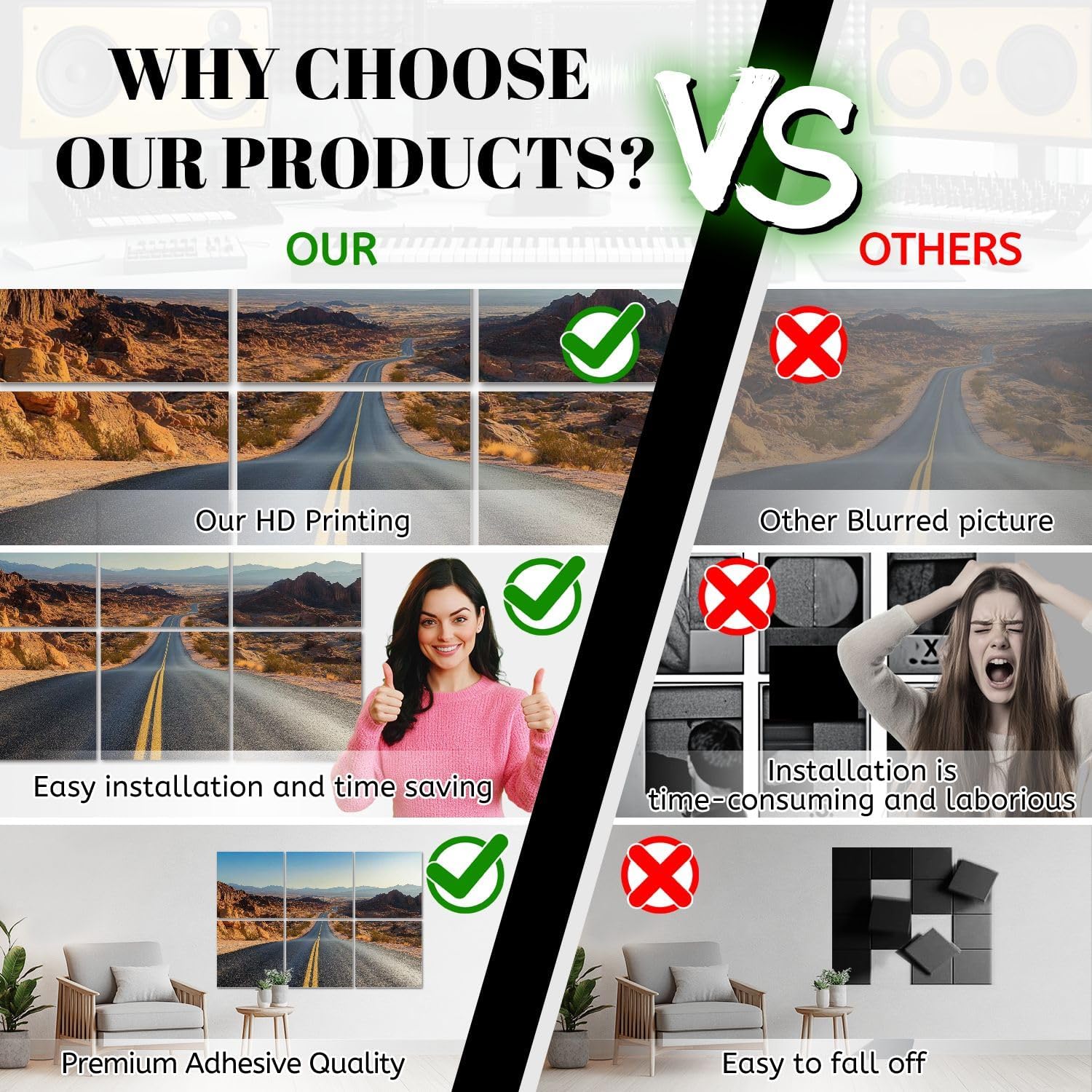 6 Pack Art Acoustic Panels Valley Fire road Sound Absorbing Panel 48