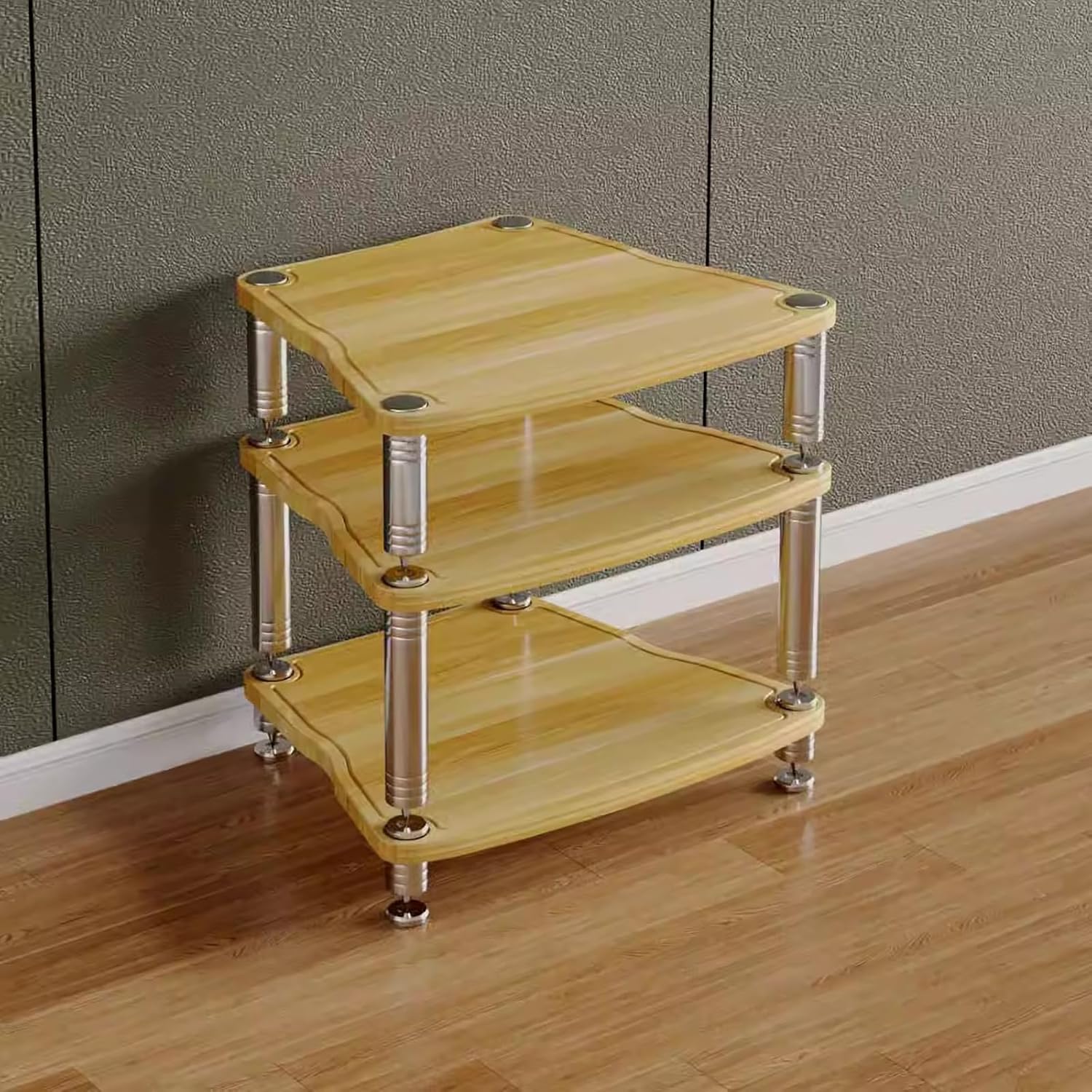 3-Tier Petite Entertainment Center Stand - Corner TV Center Stereo Components Storage Cabinet - HiFi Racks and Stands Audio Rack for Living, Gaming, Recording R（A-3-65x55x61.5cm）