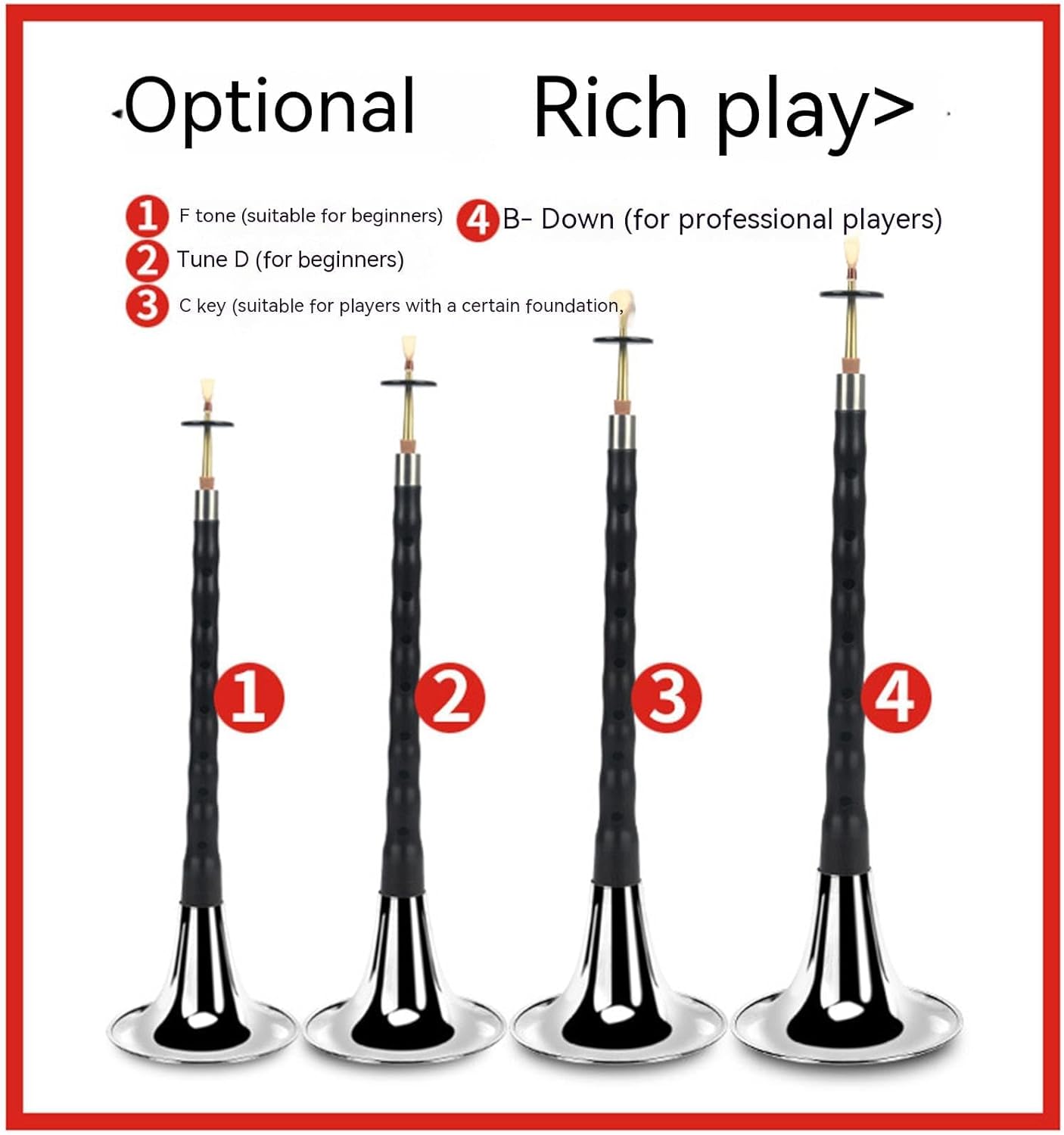 Black Sandalwood Wind Instrument Chinese Musical Instruments Suona for Beginners and Professional Suona (Key of G)