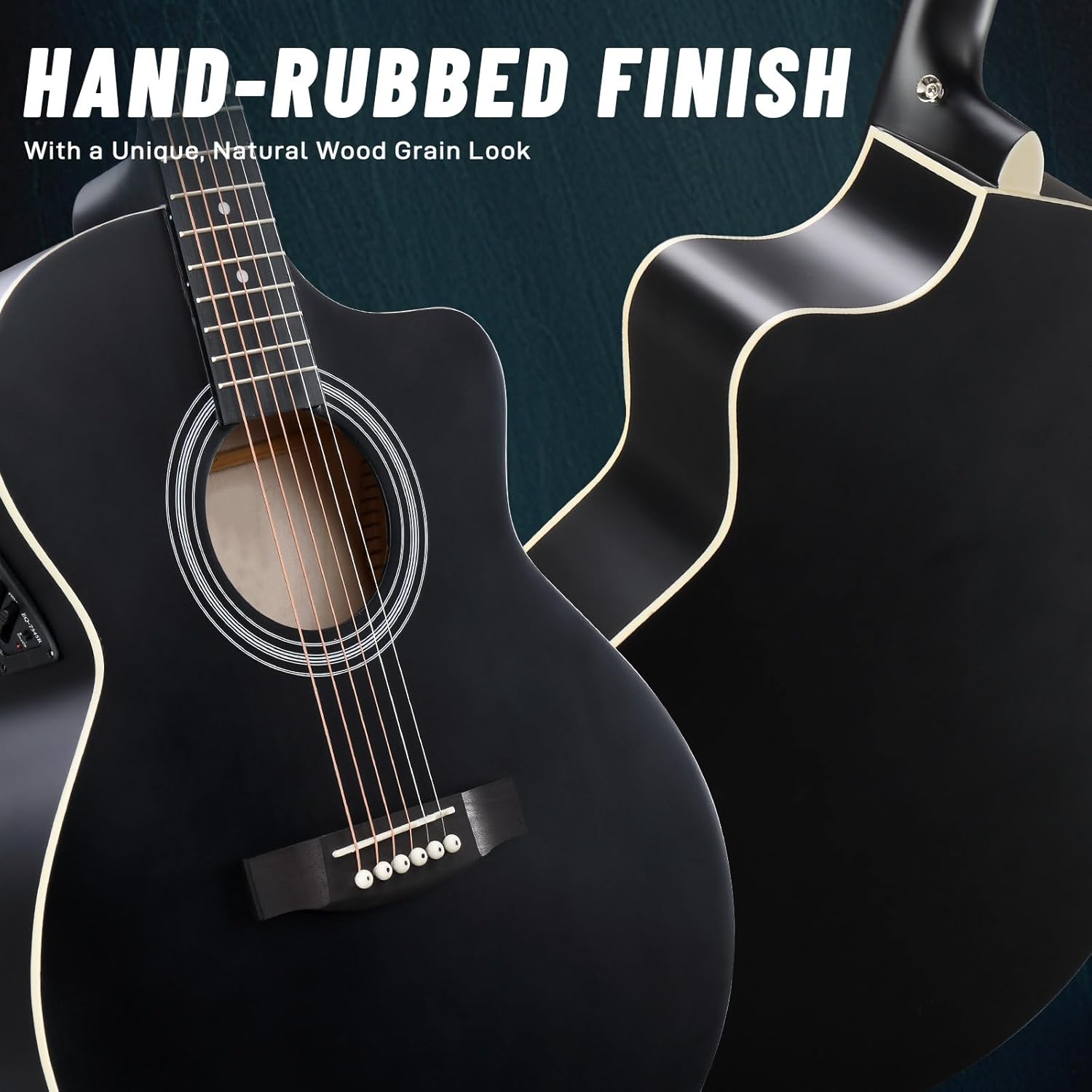 Ktaxon Full Size Acoustic Electric Guitar with 15W Amp, 41 Inch Wood Body Adults Guitars Beginner Kit W/Gig Bag, Strap, Picks & Capo, Black