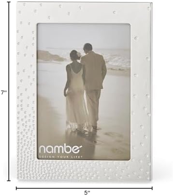 Nambé Dazzle Picture Frame, 5 x 7 Inch Silver-Plated Photo Holder - Elegant Glass & Silver Frame for Tabletop Display, Wedding, or Home Décor - Contemporary Metallic Design Reflecting Light Like Stars