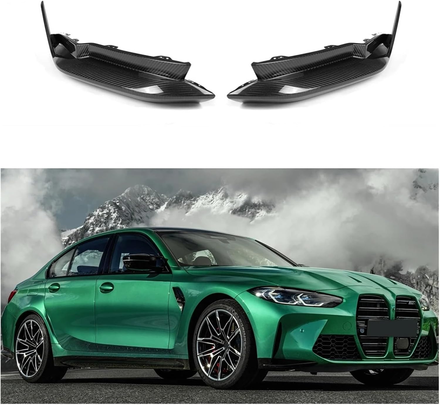 Dry Carbon Fiber Car Styling Rear Bumper Lip Diffuser Splitters Compatible withBMW G80 M3 Sedan 2020+ Rear Splitter Replacement Accessories, jiejie899203liu