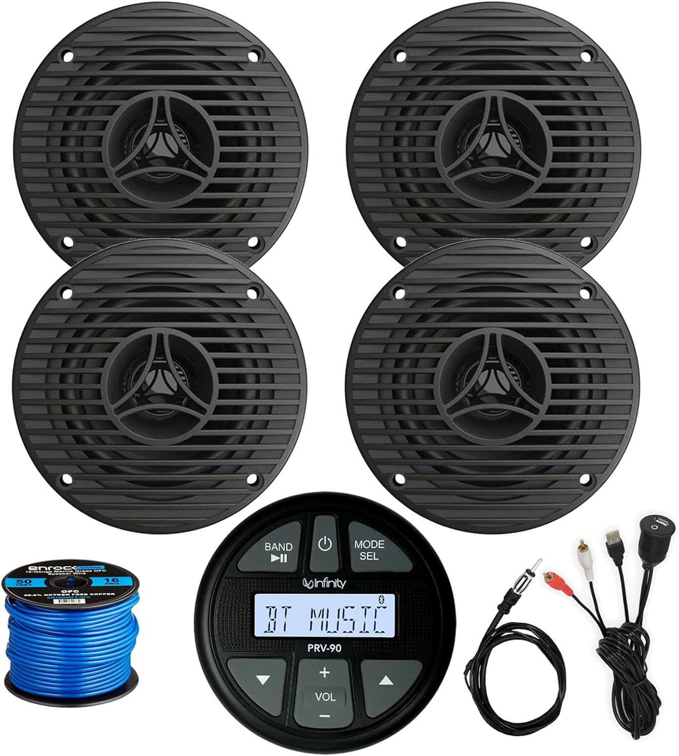 Gauge Style AM/FM Bluetooth AUX/USB Marine Stereo Digital Media Receiver, 3.5