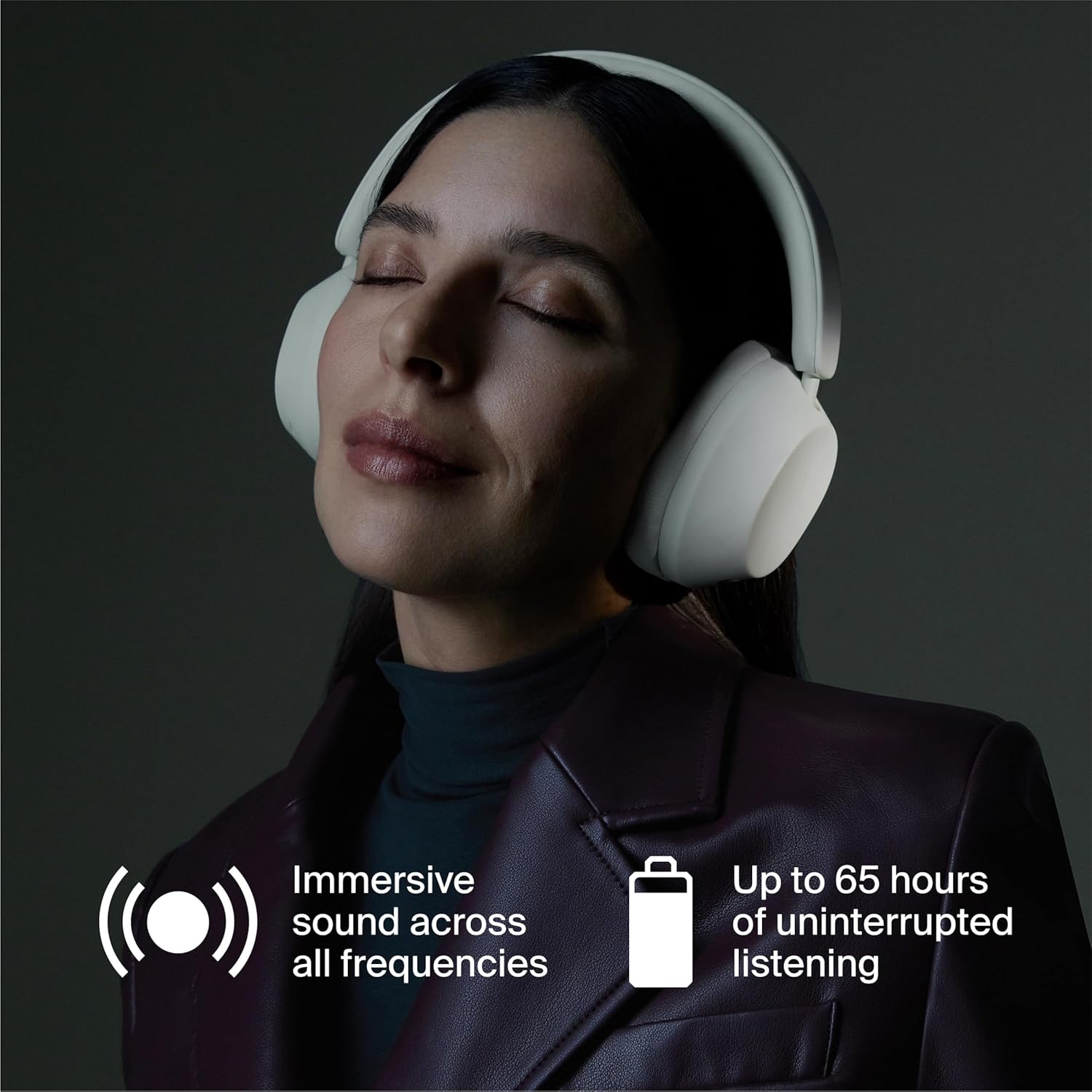 Clemm Ambience Over-Ear Headphones with Microphone, Noise Cancelling and Transparency Mode, 65H Playtime, Memory Foam, Ivory