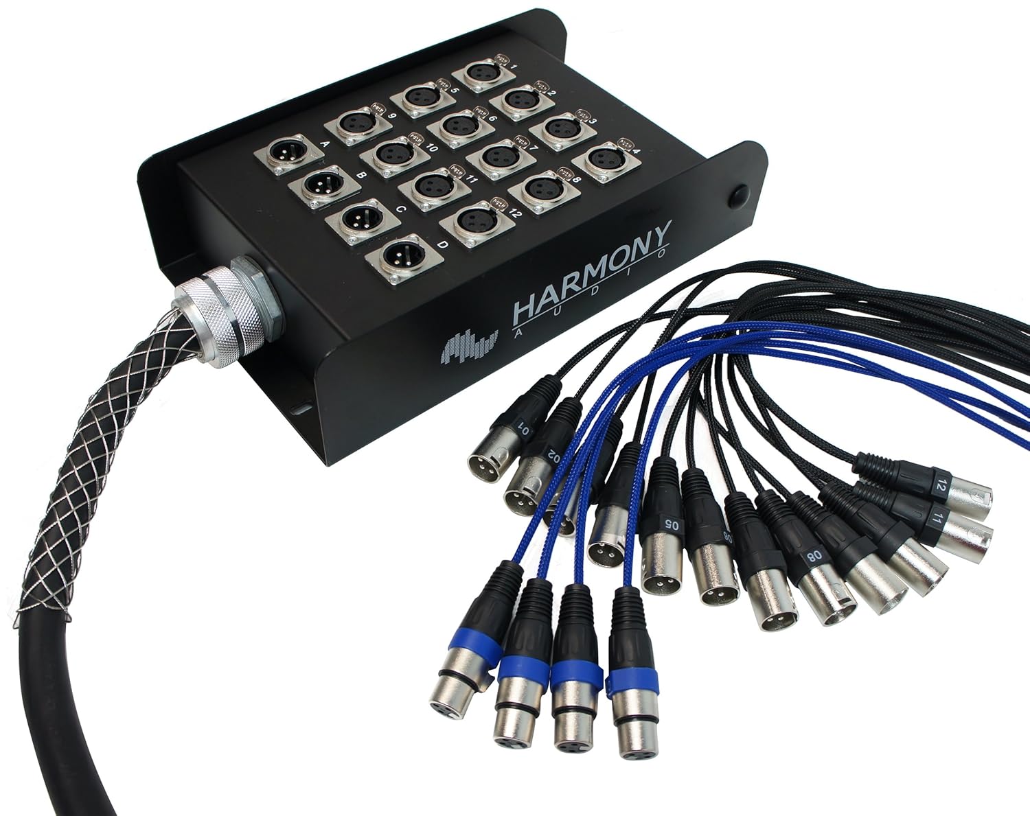 Harmony Audio HA-SB1650 Pro Stage XLR Snake Cable Box 16 Channel - 50 Feet (12 Send, 4 Returns)