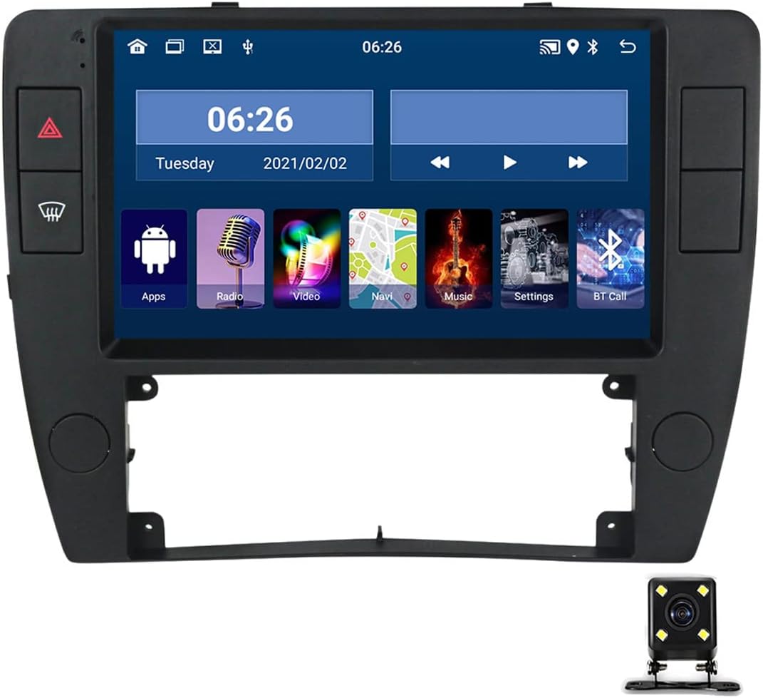 Double Din Car Stereo for Volkswagen Passat B5 2000-2005 with Carplay and Android Auto, 9In Touch Screen Car Radio with Bluetooth, MP5 Player, Backup Camera, FM Audio Receiver,2g+32g