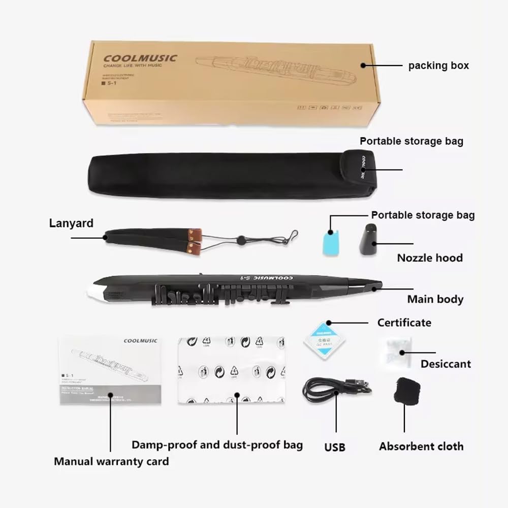 Coolmusic S1 Professional Performance Saxophone, Wireless Electronic Wind Instrument, Digital Synthesizer Aerophone Portable