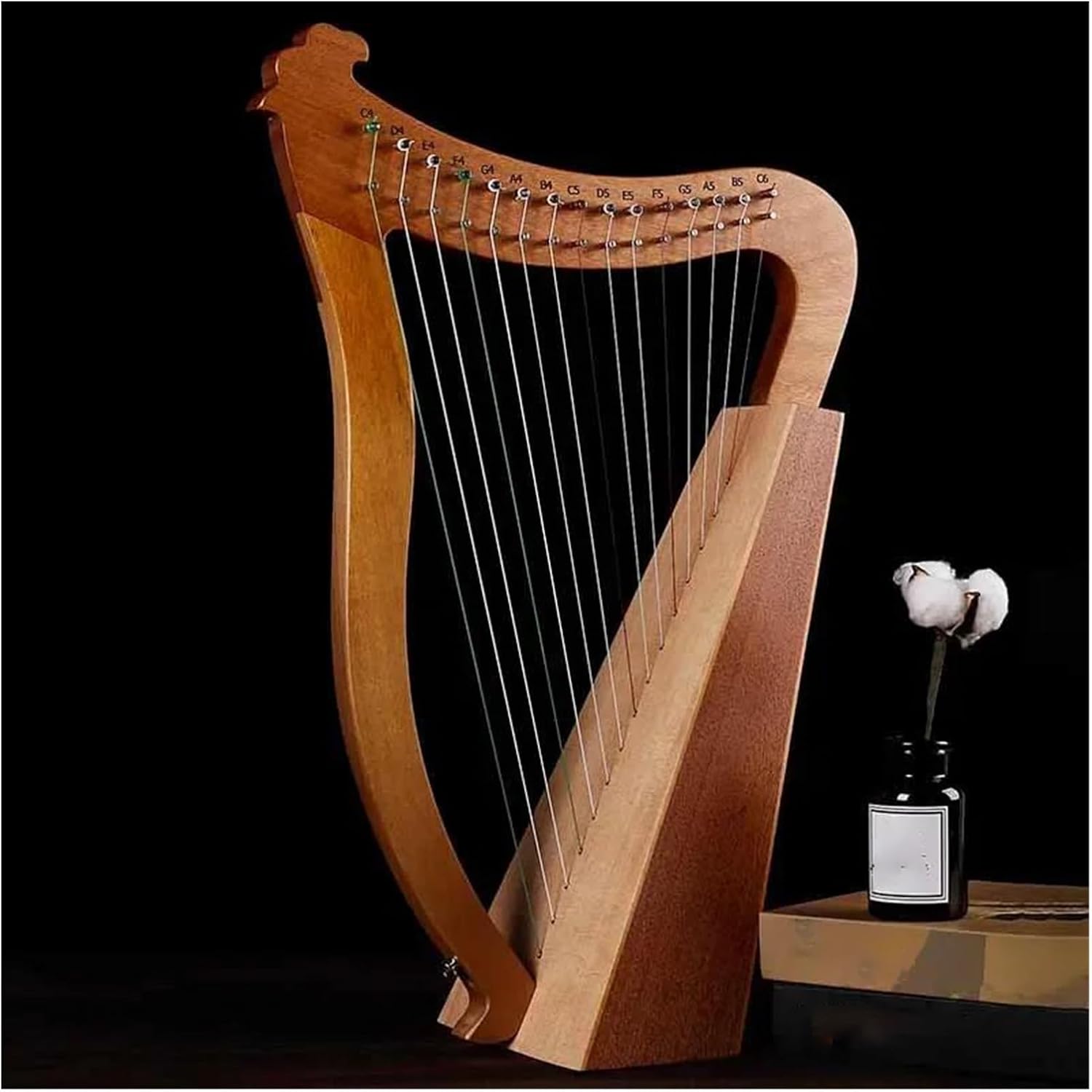 Lyre Harp Set Wooden 15 String Harp Rare Musical Instrument Professional Portable Harp Musical Instrument Accessories(15 String1)