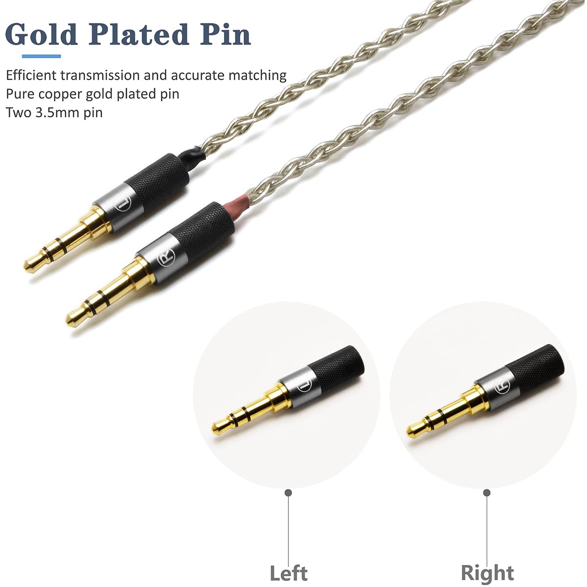 6N Single Crystal Silver Upgrade Cable 3.5mm/4.4mm/4Pin XLR Headphone Cable for HIFIMAN SUSVARA Ananda Arya SUNDARA Edition XS HE1000se HE5se HE6se (4.4mm Plug, Two 3.5mm)