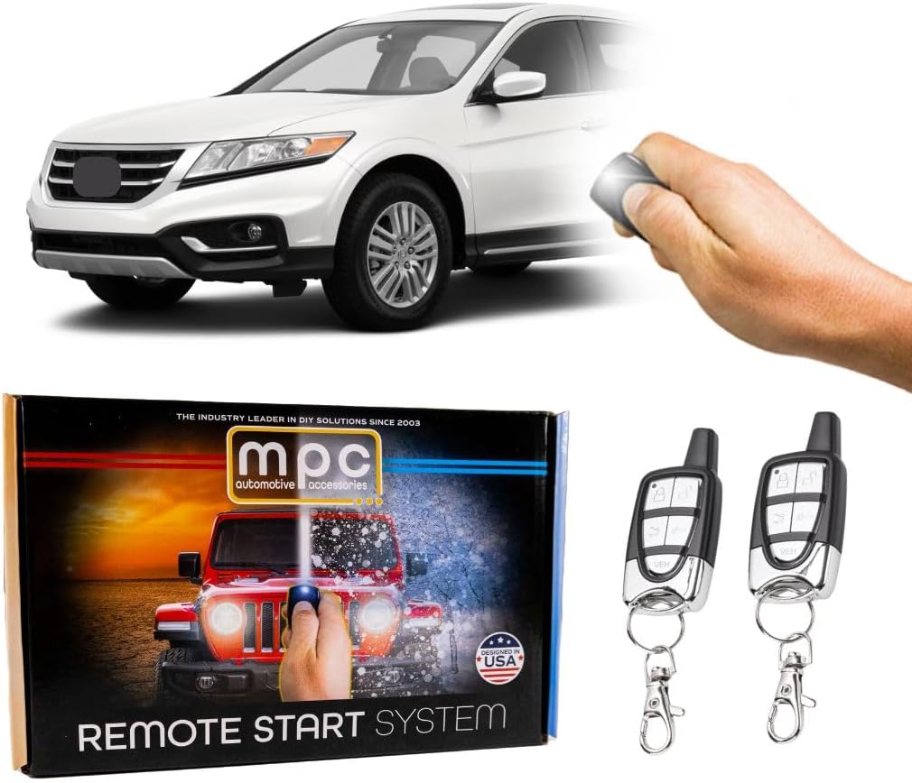 MPC Complete 5-Button Keyless Entry Remote Start Kit Compatible with Honda Crosstour 2013-2015 - with T-Harness, FlashLink Updater