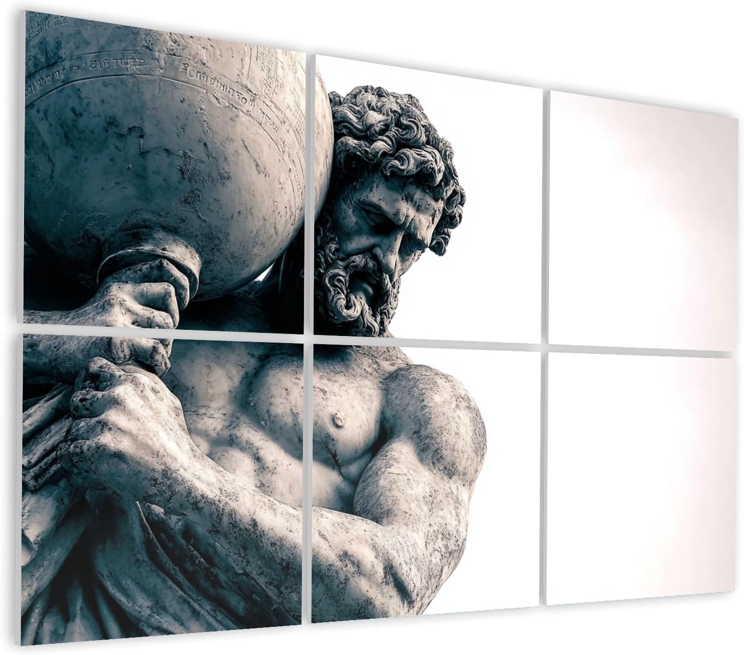6 Pack Art Acoustic Panels Self Adhesive Statue Greek holding globe his shoulders Decorative Soundproof Wall Panels Sound Absorbing Panel 48