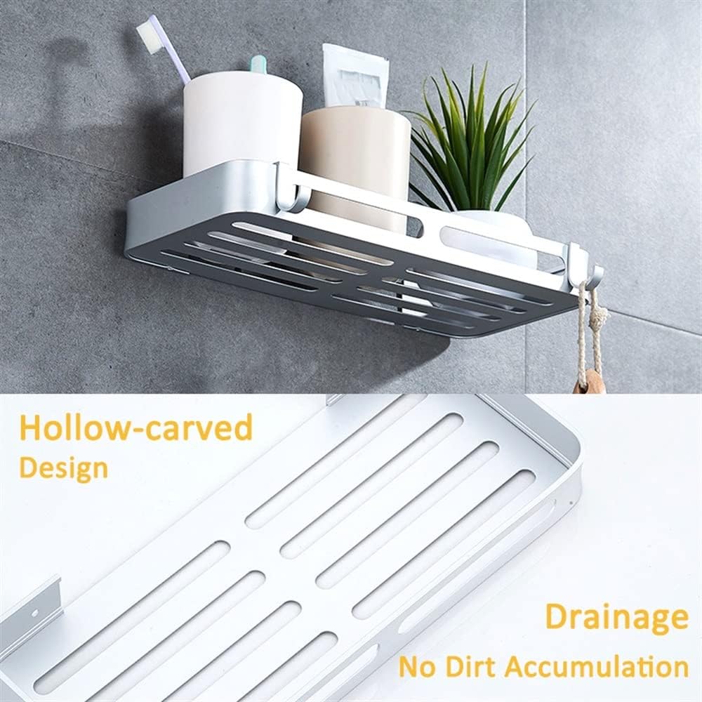 Shower Caddy Bathroom Storage Shelves, Shower Room Toiletries Organizer Rack, Wall Mount Organizer Shelf Bathroom Organizer (Color : Black, Size : 2pcs)