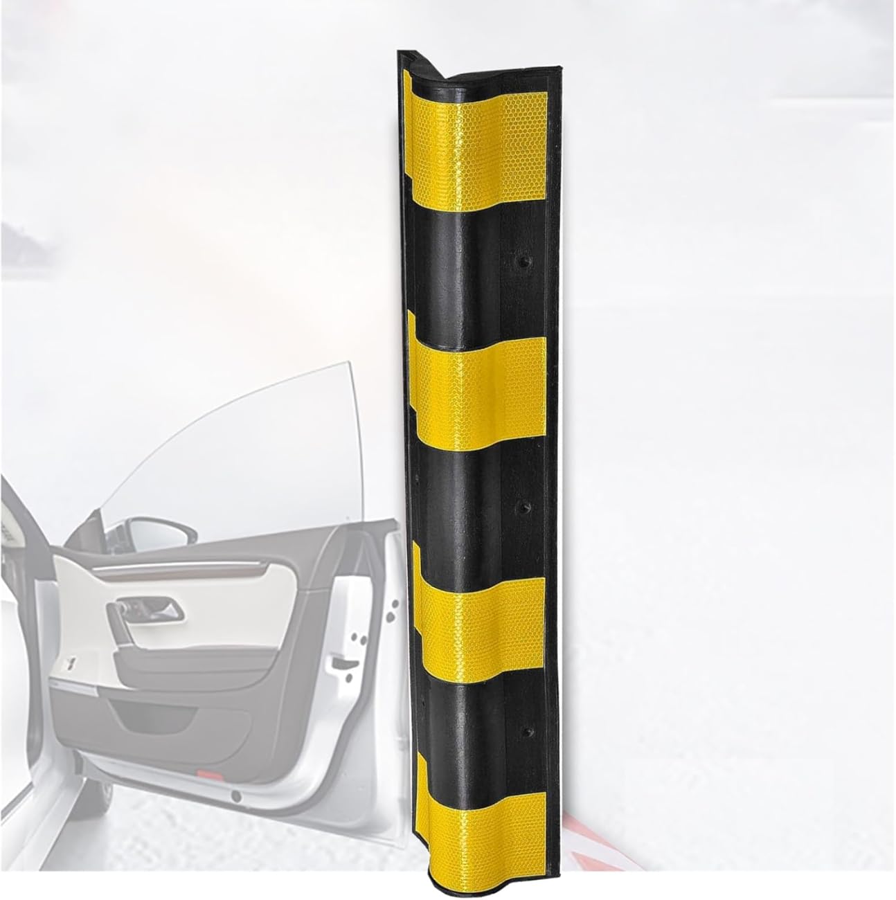 Rubber Corner Guards for Parking Columns, Reflective Garage Wall Guards Protector, with Yellow Stripes, Garage Wall Protector Wall Corner Guards Garage Wall Guards for Car Front Bumper, Easy Install (