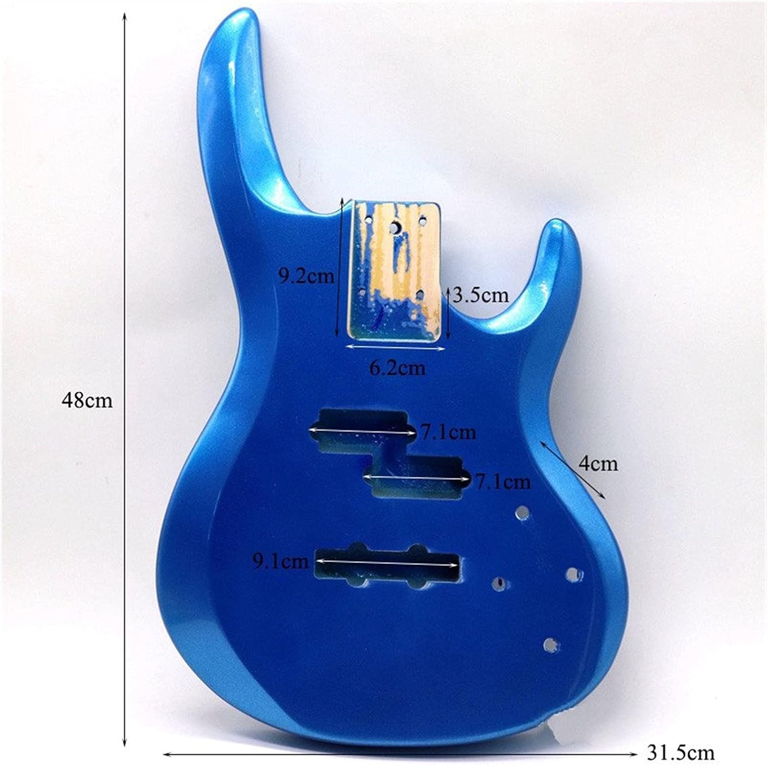 Unfinished Guitar Body Metallic Blue Color Poplar Wood Electric Bass Guitar Body Guitar DIY Accessory