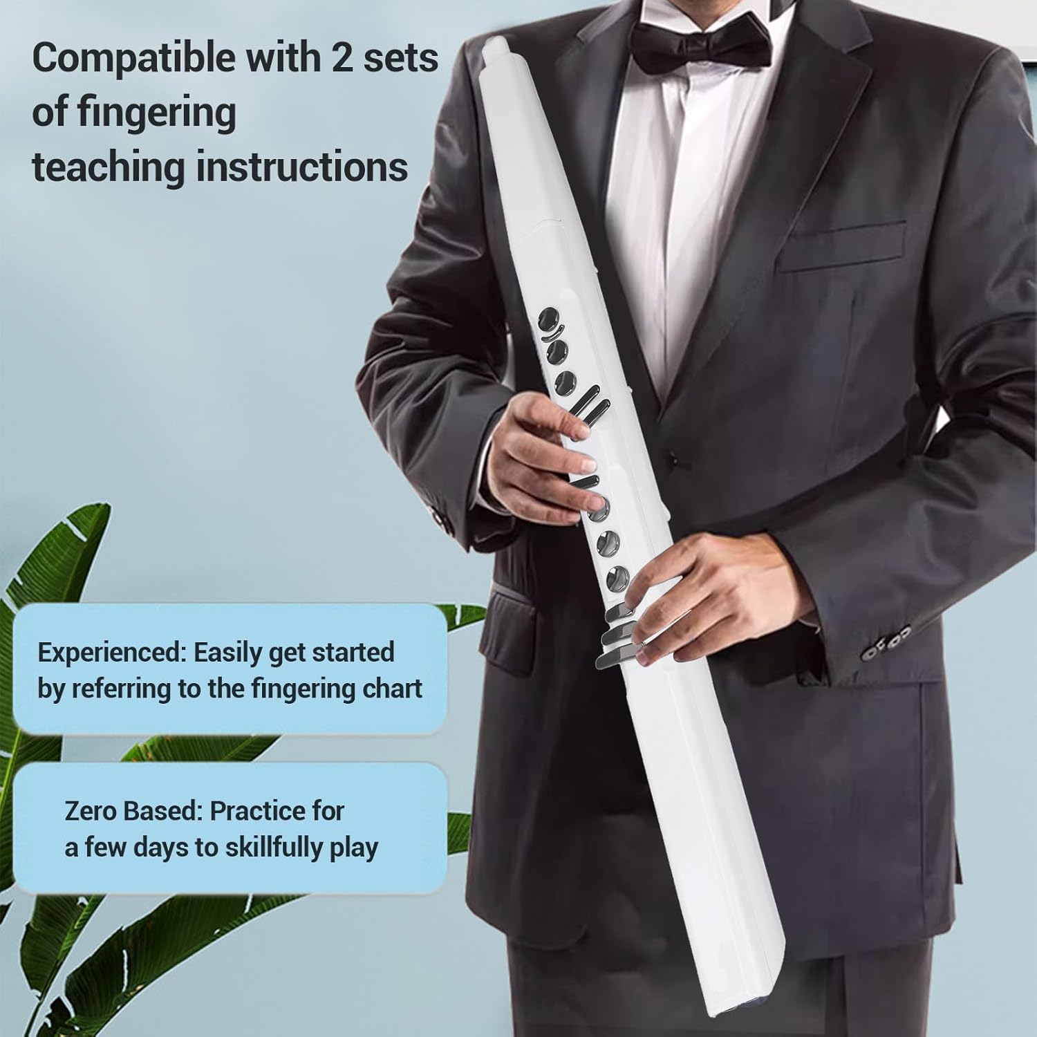 Portable Electronic Wind Instrument, Rechargeable Electric Saxophone Synthesizer with Replacement Mouthpiece, More Sensitive Key for Beginner and Adult (White)