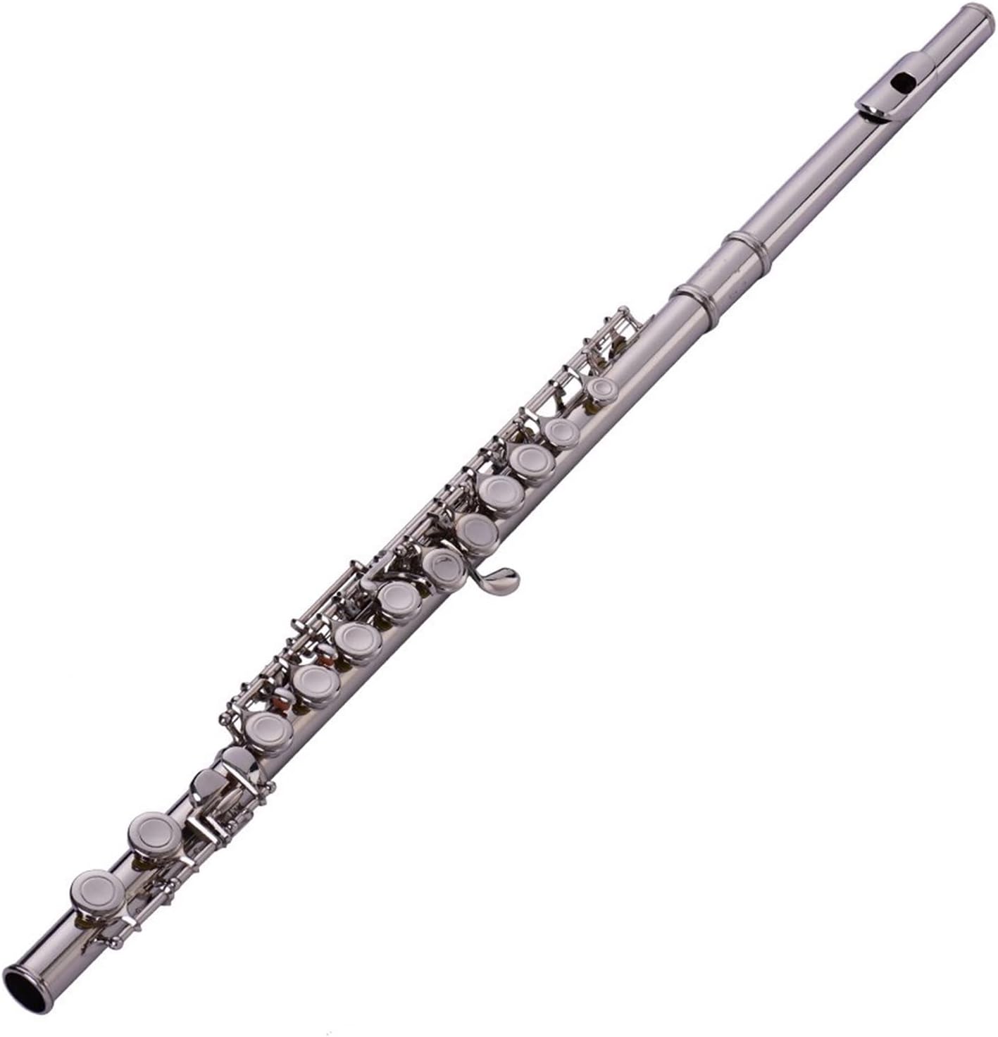 Flutes 16-Hole Flute C Key Cupronickel Material Silver Plated Wind Instrument with Flute Stand Gloves Case