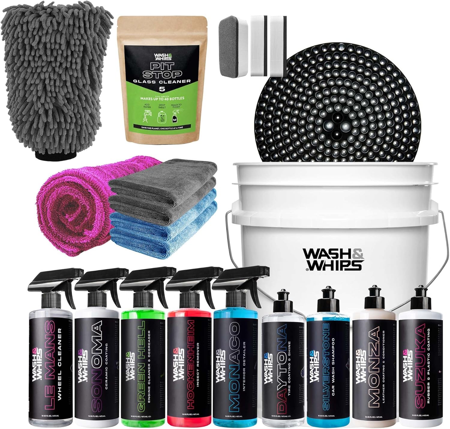 Quick Detailing Pro Kit for Auto Detailing - Complete 16-Piece Car Care Set with Shampoo, Ceramic Coating, Interior Cleaner, Engine Degreaser, Wheel & Tire Cleaner, Microfiber Towels & More