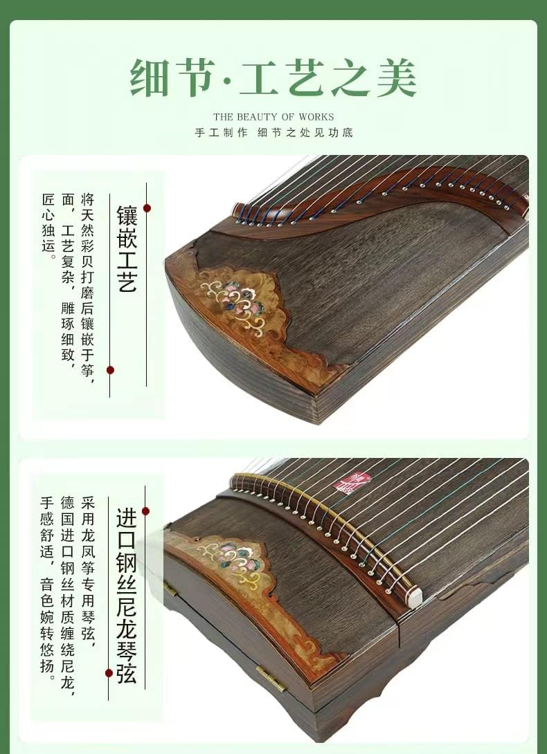 LANDTOM Dragon and Phoenix Professional paulownia wood guzheng with Dalbergiaoliveri (Old Tart Branch/Academic Name Ohmento) decoration Guzheng (163cm) for professional performers (N0.TS 810)