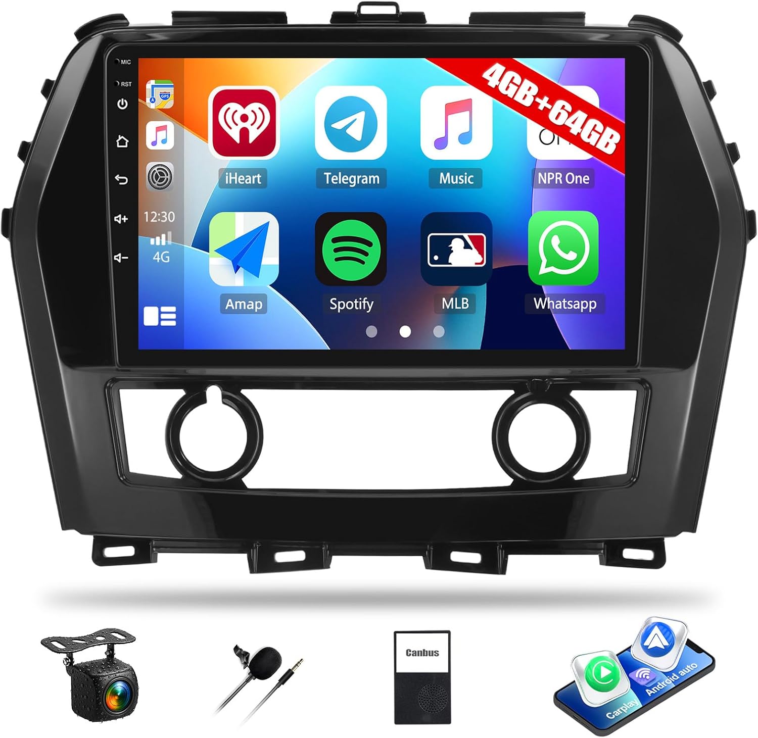 4G+64G Car Stereo Radio for Nissan Maxima 2016-2023 with Wireless CarPlay Android Auto, 10