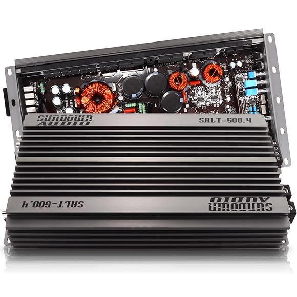 Sundown Audio SALT-500.4 4-Channel Full-Range Amplifier - 500W x 4 @ 4? / 700W x 4 @ 2? RMS - Class D Car Audio Amp with Low-Voltage Technology, Advanced Filters, and Protection Circuitry
