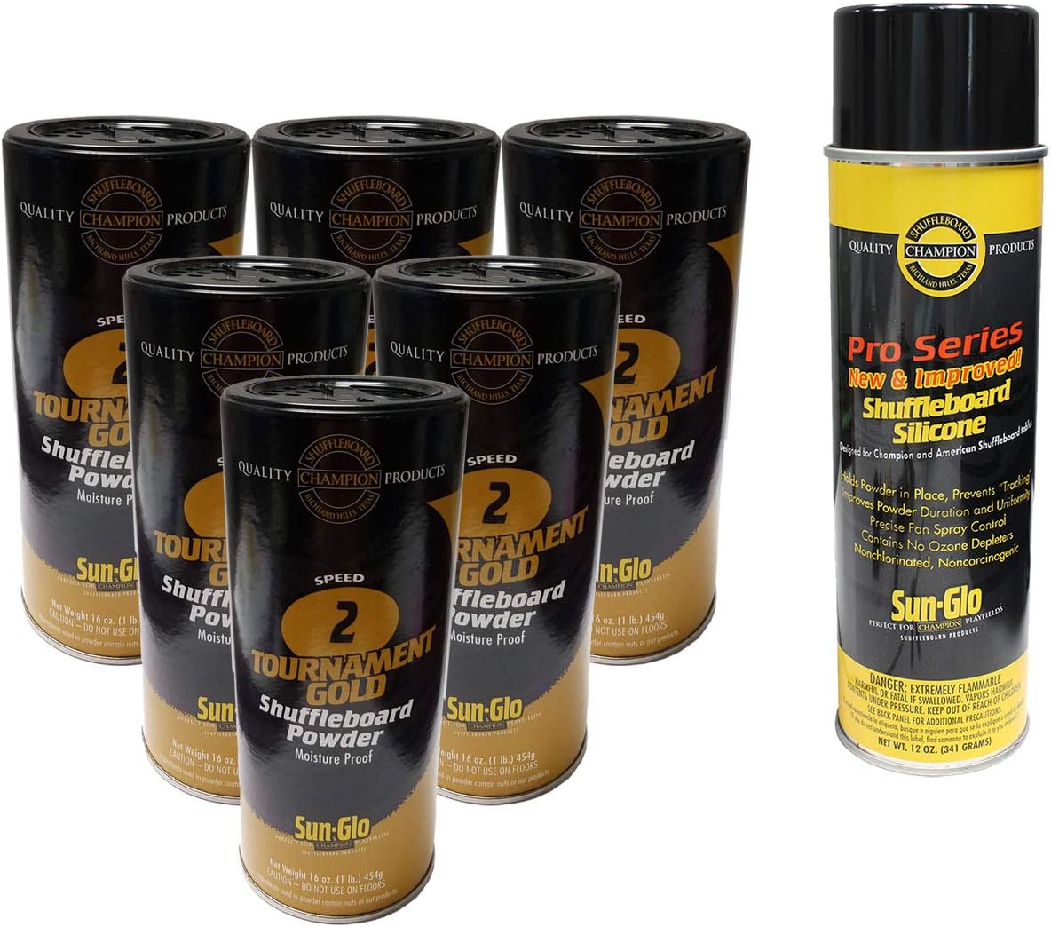 Sun-Glo 6 Cans #2 Tournament Gold Wax & 1 Can Silicone Spray