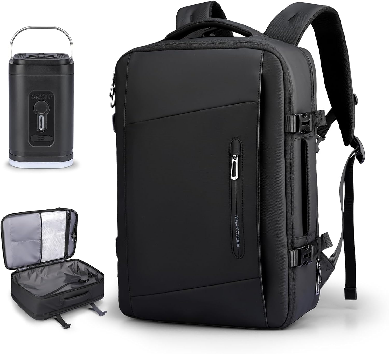 35L Vacuum Compression Travel Backpack with Built-in Air Pump & Side Water Bottle Pocket | Lightweight Laptop Bag for Business, College, Camping | Expandable Airpack Design Saves Space