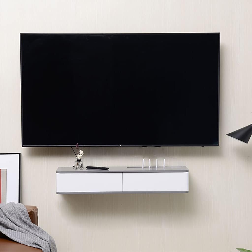 Wall Mount Corner Ledge Shelf, WiFi Router Storage Box & TV Component Bracket, Floating Shelf for Set-Top Box & Cable Management, Stylish Wall-Mounted Router Cabinet