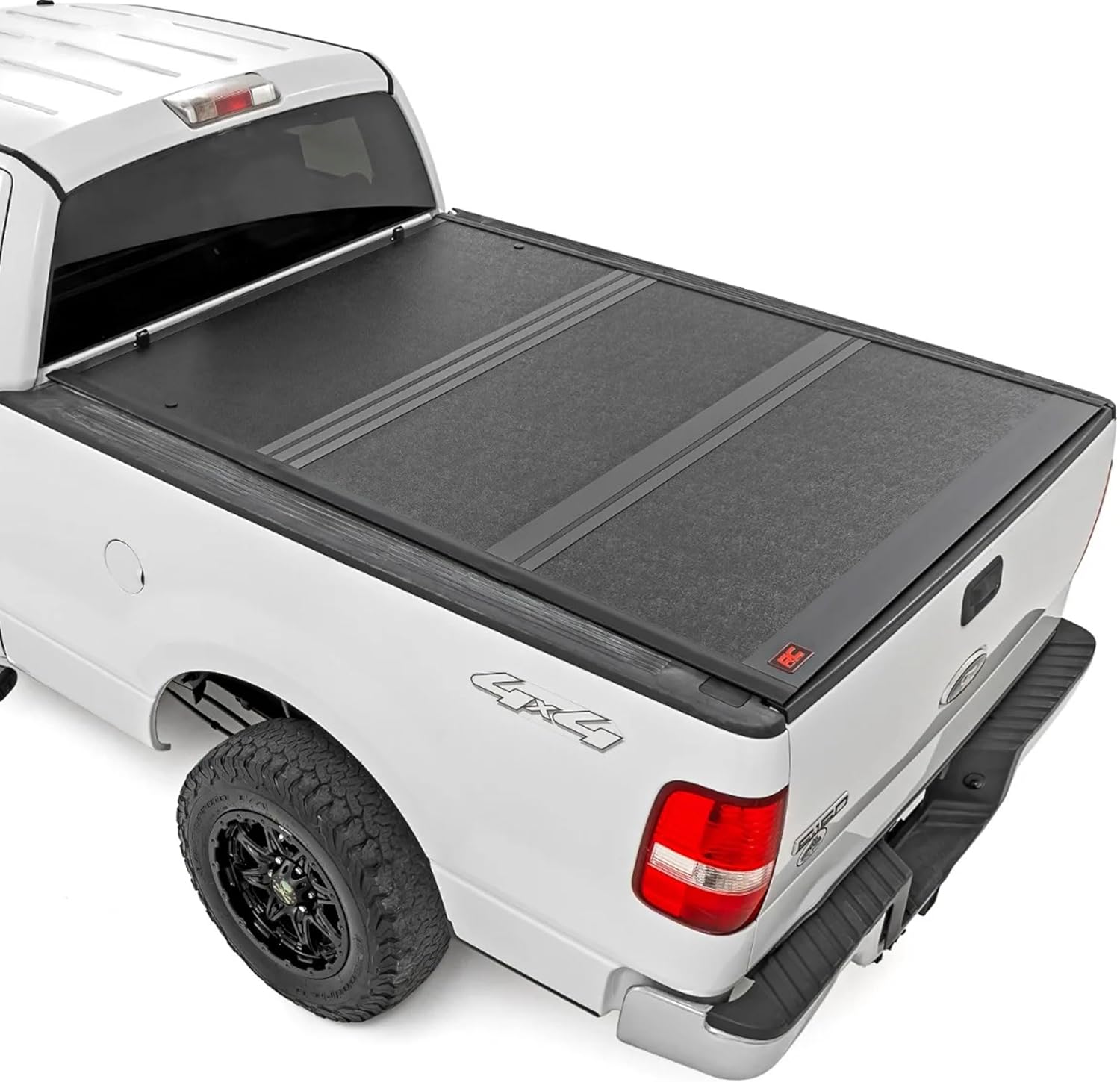 Rough Country Hard Low-Profile Tri-Fold Tonneau Cover for Ford F-150 (2004-2014) - Low-Profile Aluminum Truck Bed Cover, Fits 6'7