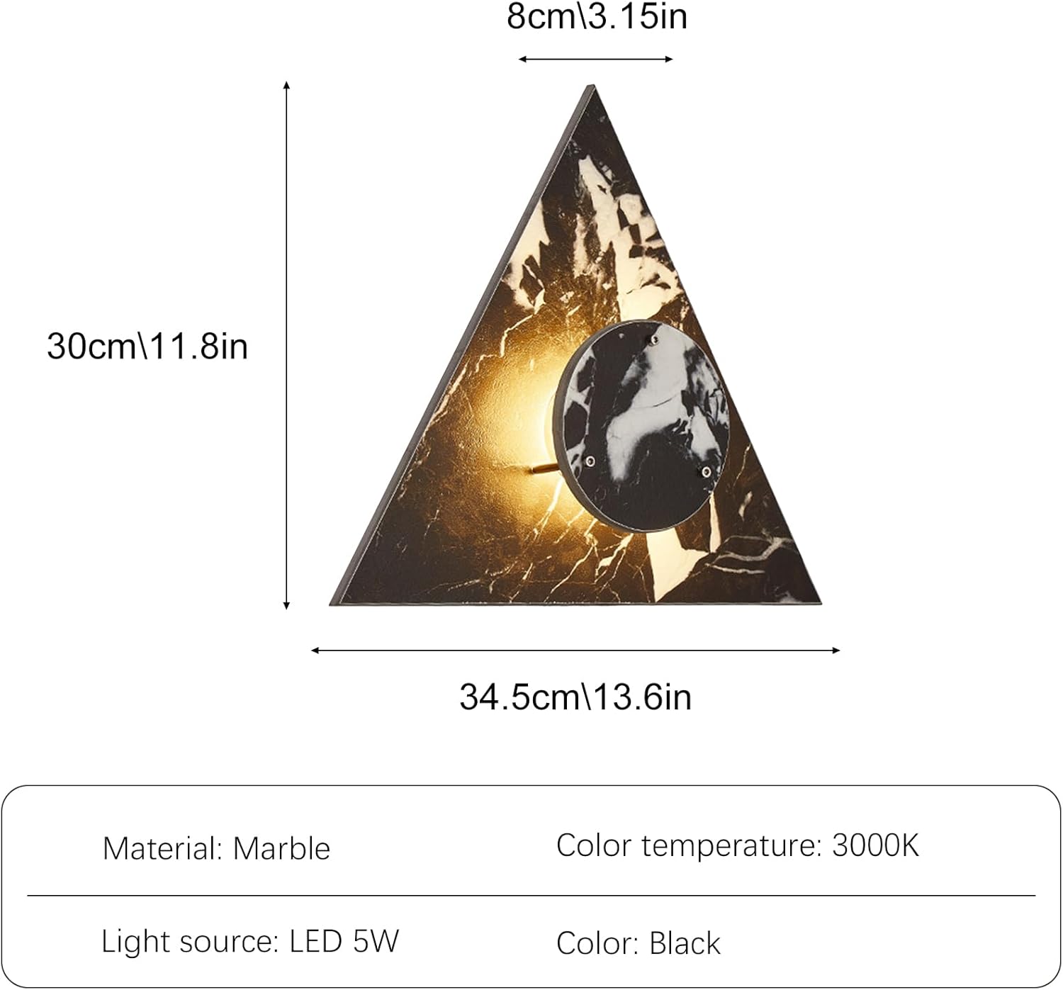 Nordic Style Stone Wall Lamp, Natural Marble Lampshade Wall Sconce Metal Base Hardwired Indoor Wall Lights, 3000K 7W LED Modern Wall Mount Lamp for Living Room Bedroom Bedside Hallway Stairs