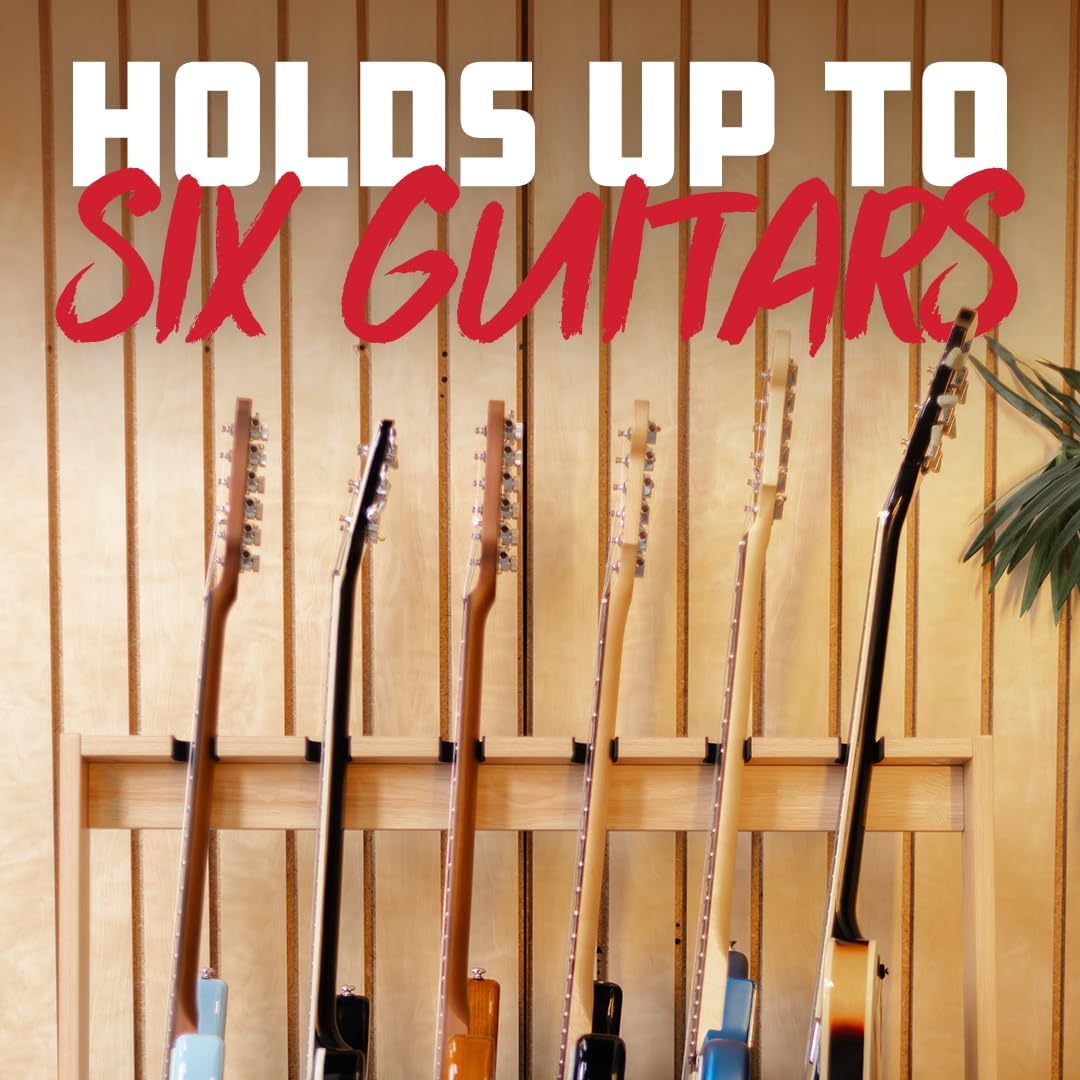 Gator Frameworks Wooden Multi Guitar Rack for up to (6) Guitars, Fits Electric, Acoustic, and Bass, Natural Maple Finish (GFW-GTR-WD6RK-MPL)