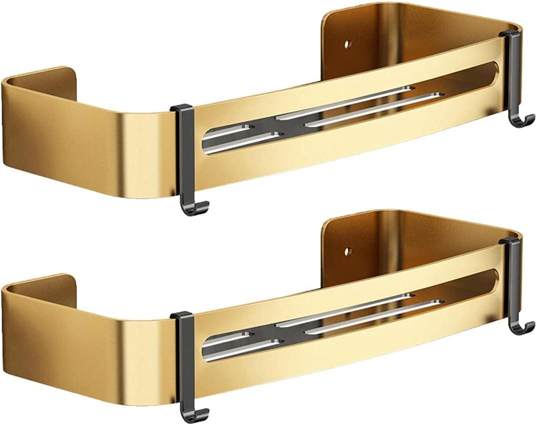 Shower Shelves Hanging Bathroom Shelves Organizer, Wall-Mounted Toilet Storage Rack Bathing Accessories (Color : 2PCs)