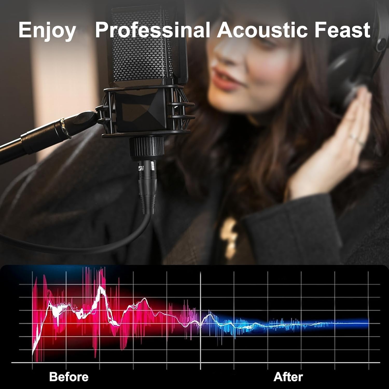 XLR Cable Microphone Cable 100 Feet 2 Pack Premium Balanced Mic Cable Pure Copper Conductors Male to Female 3 Pin XLR Microphone Cable